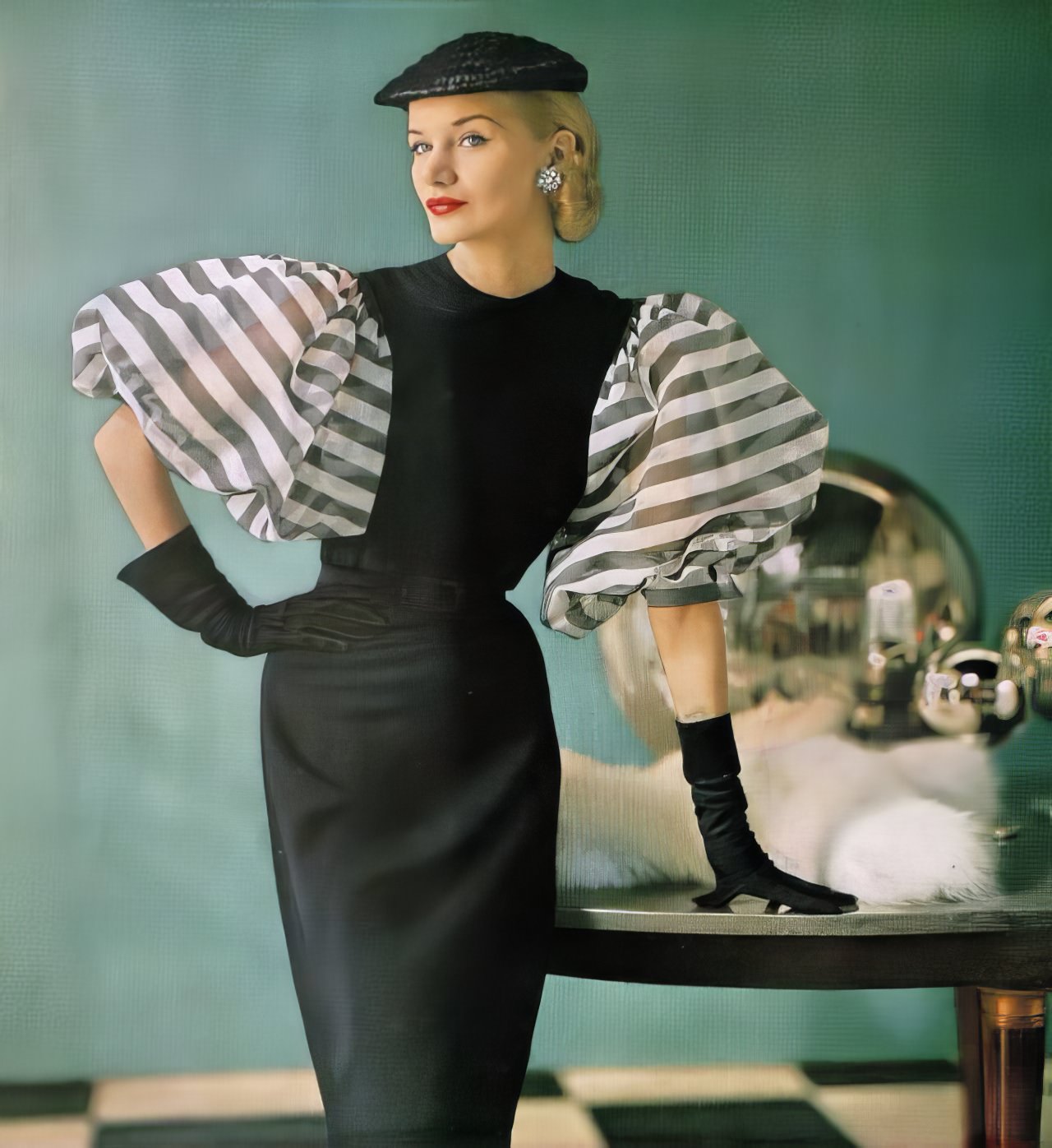 Sunny Harnett In An Enka Rayon Crêpe Dress By Ben Reig, Harper'S Bazaar, February 1951.