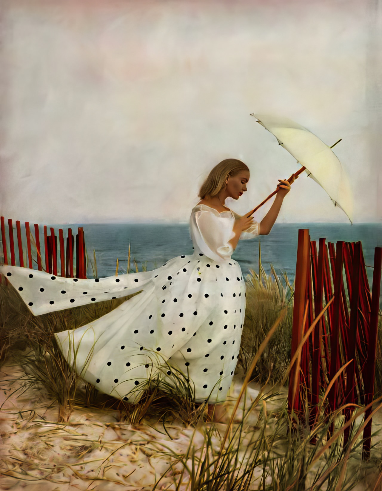 Model In A Billowy White Organdy Dress By Jack Horwitz, Harper'S Bazaar U.s., December 1956.