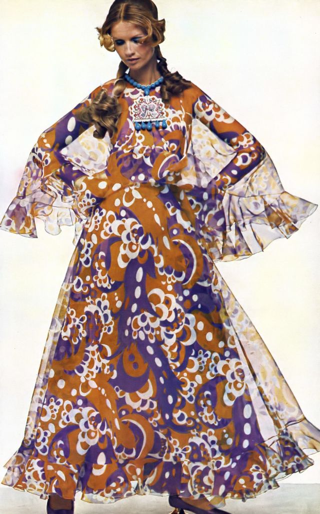 Françoise Rubartelli In An Organza Silk Dress By Oscar De La Renta, 1968.