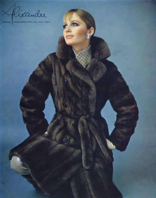 Françoise Rubartelli In An Emba Natural Demi-Buff Mink Coat, 1968.