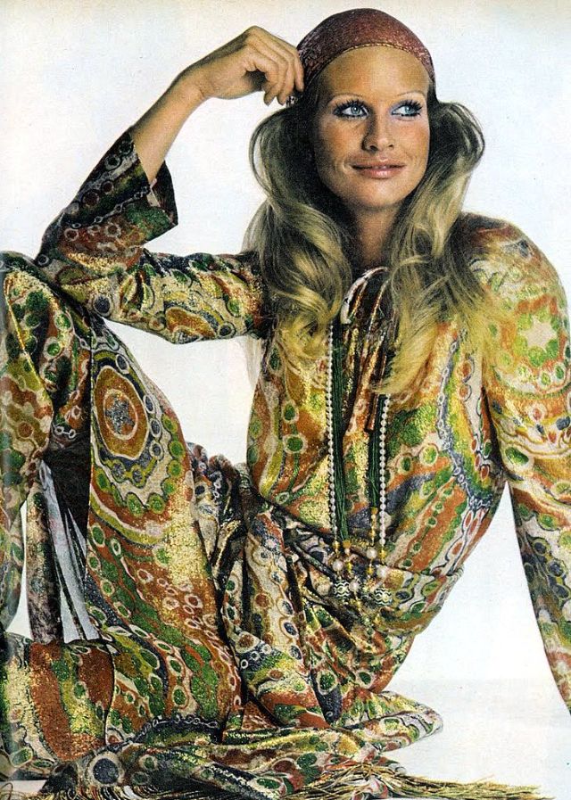 Françoise Rubartelli In An Evening Chemise Over Pants By Christian Dior, 1969.