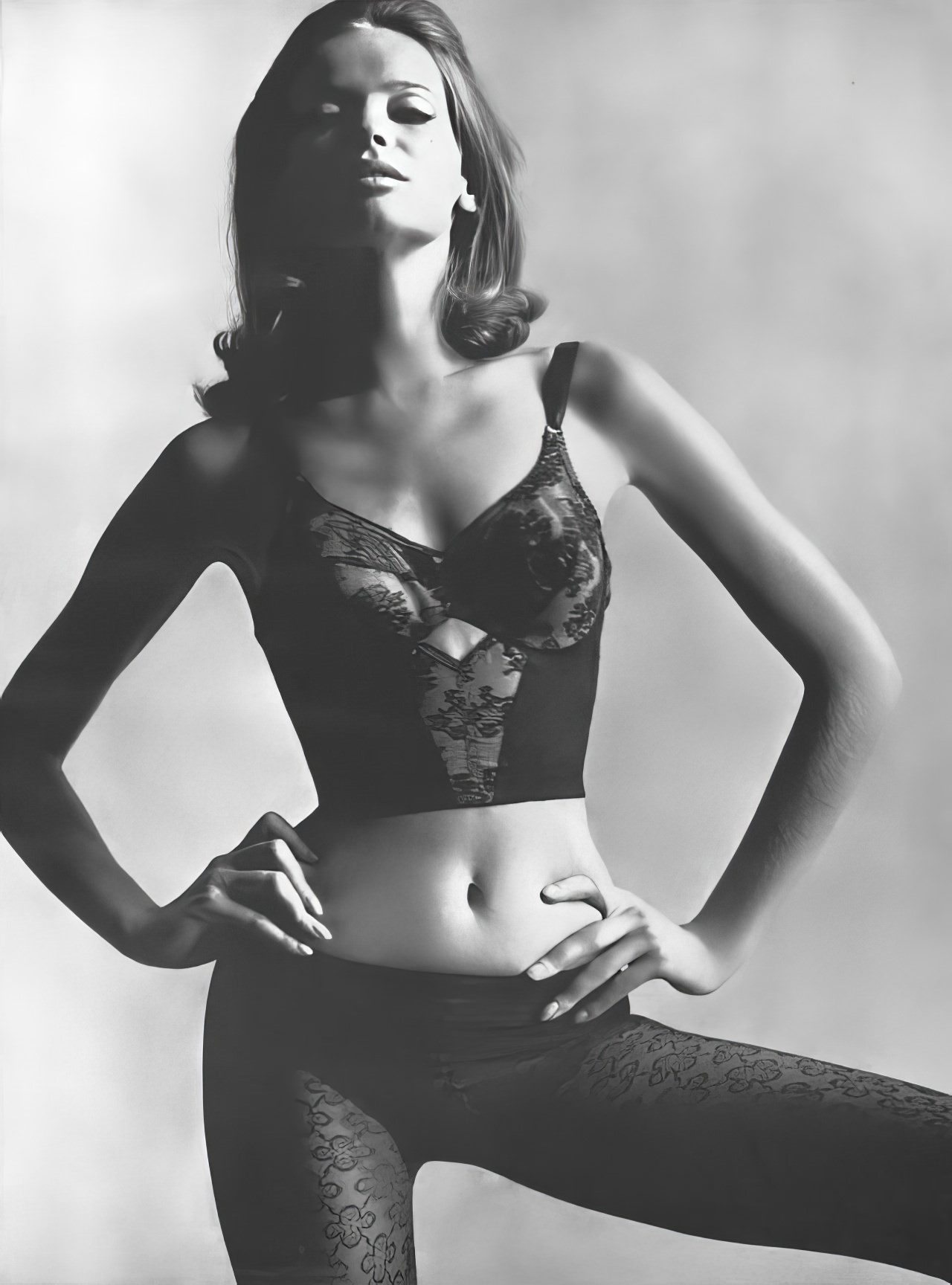 Veruschka In A Black Long-Line Brassière By Lilly Of France, Vogue, March 1, 1966.