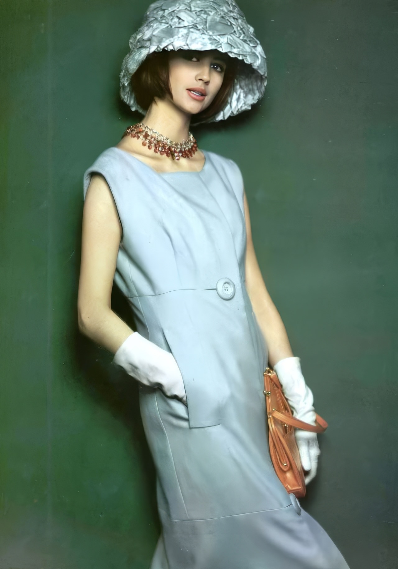 Katherine Pastrie In A Wool Sheath By Jean Patou, 1962.