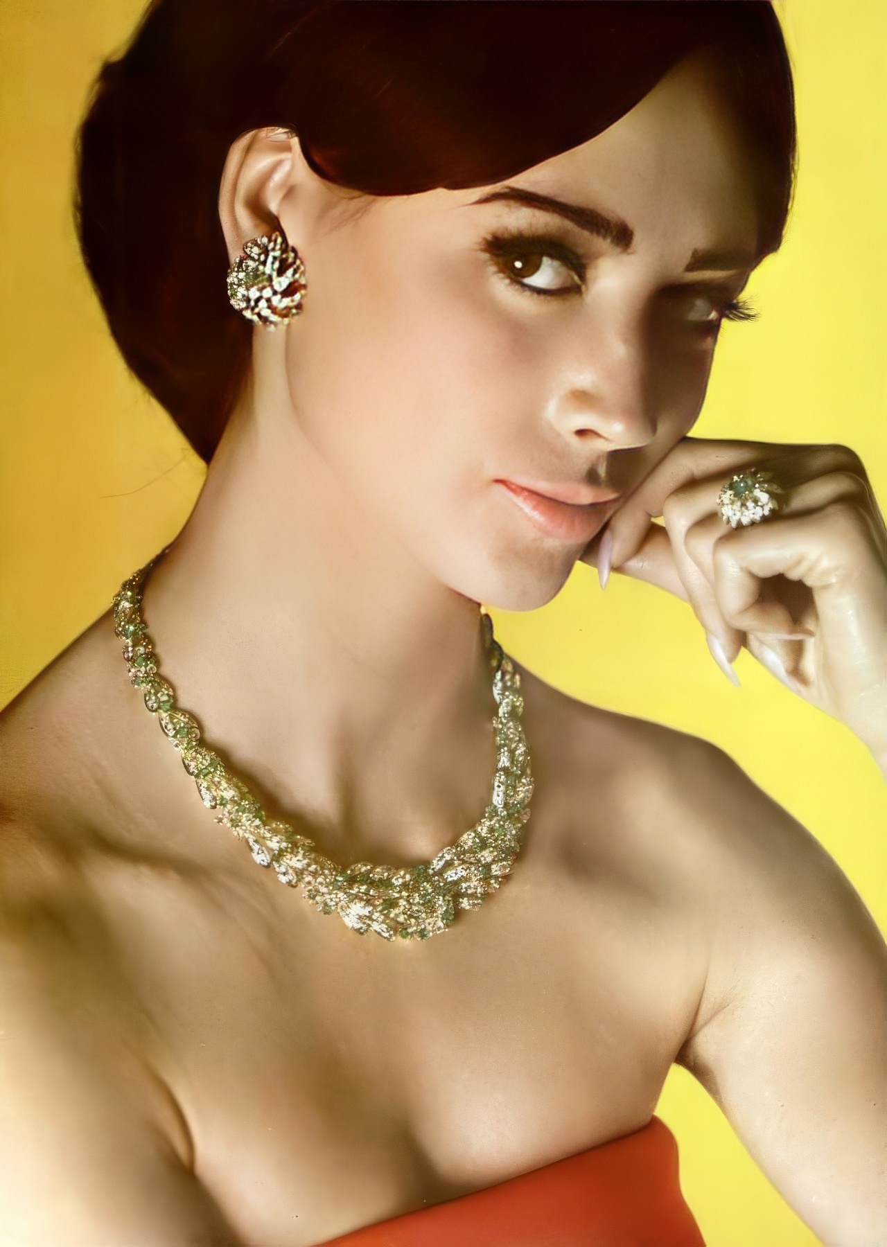 Katherine Pastrie Wearing Gold Jewelry By Mauboussin, 1963.