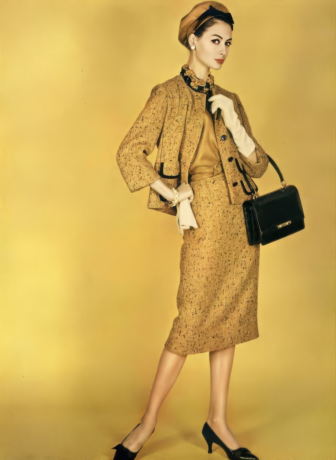 Katherine Pastrie In A Wool Tweed Cardigan Suit By Jack Sarnoff, Vogue, February 1, 1960.
