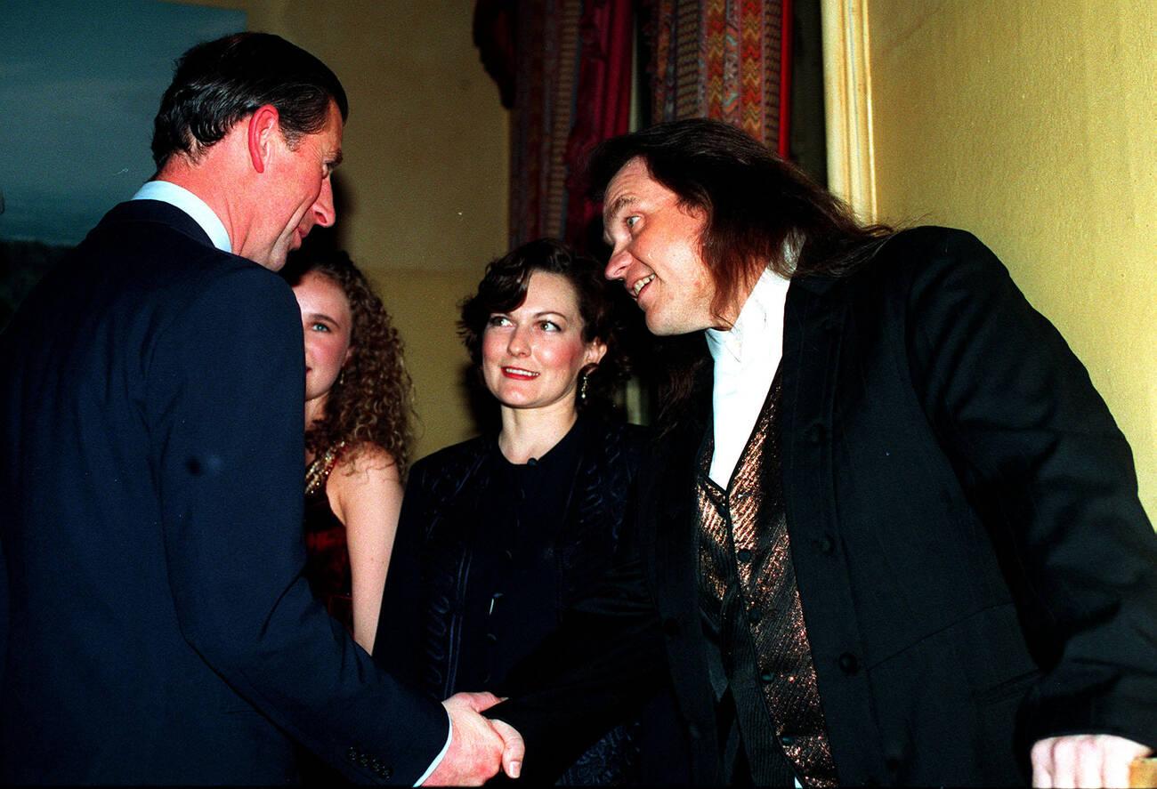 The Prince Of Wales Shaking Hands With Meat Loaf Before His Concert For The Prince'S Trust At The Royal Albert Hall, London, 1994.