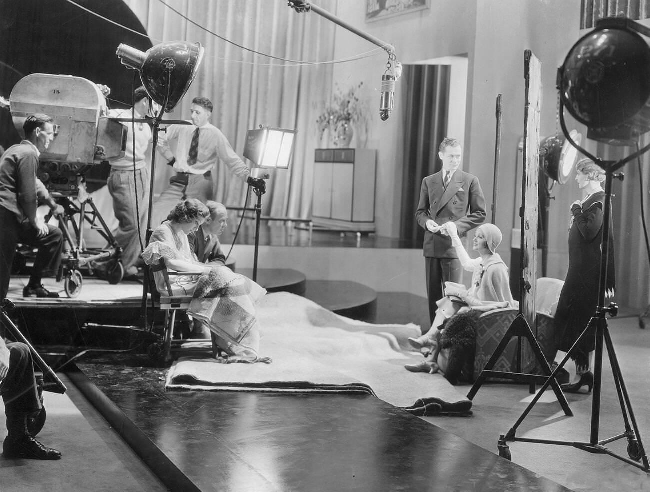 Joan Crawford, Harry Beaumont, Robert Montgomery, And Hedda Hopper On The Set, 1930.