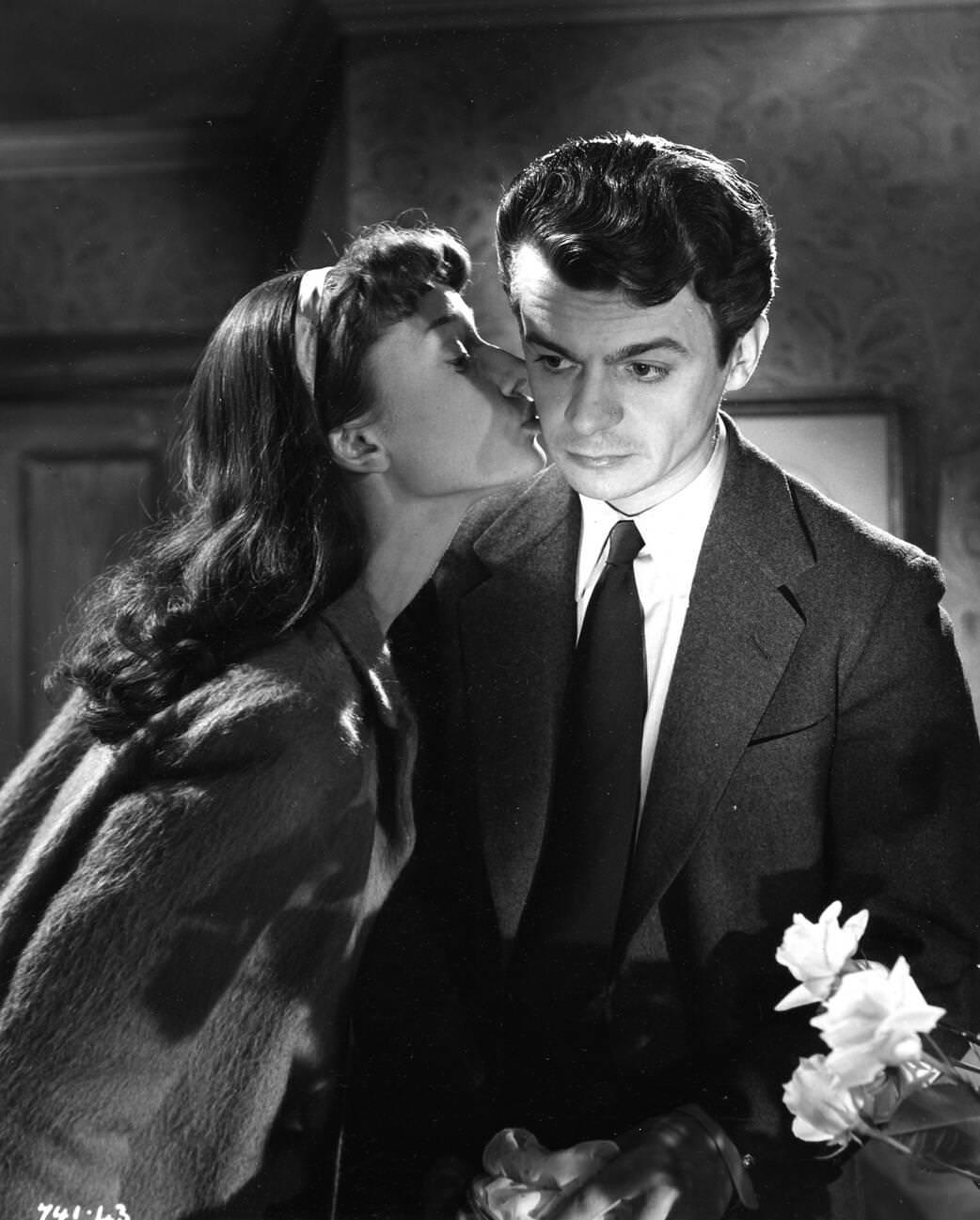 Serge Reggiani And Audrey Hepburn In Secret People, 1952.