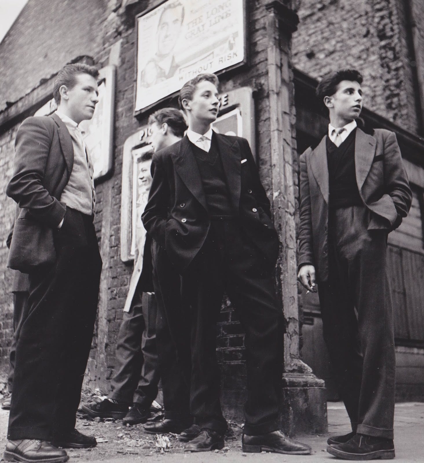 Teddy Boys Outside A Picture House On The Old Kent Road, 1955.