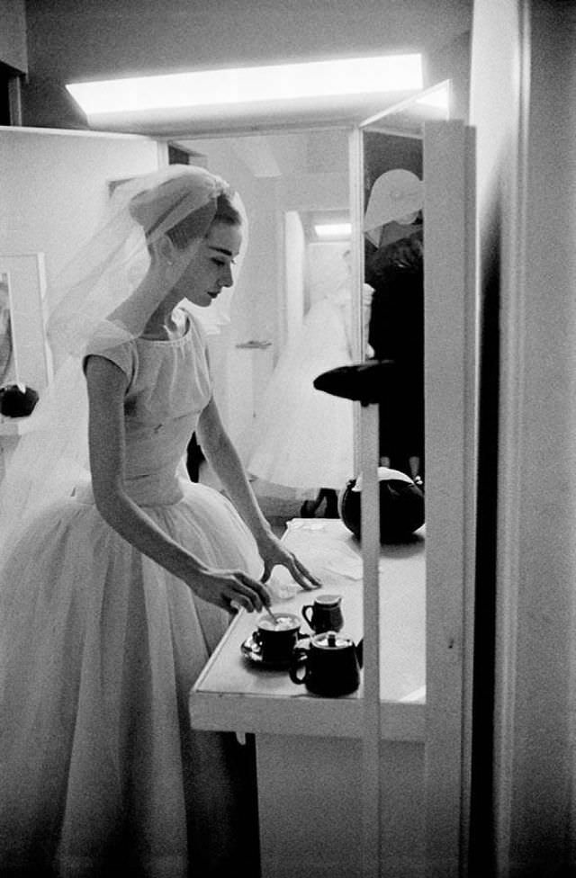 Audrey Having Coffee During Wardrobe Fitting With Givenchy For The Film &Amp;Quot;Funny Face&Amp;Quot;, Photo By David Seymour, 1956