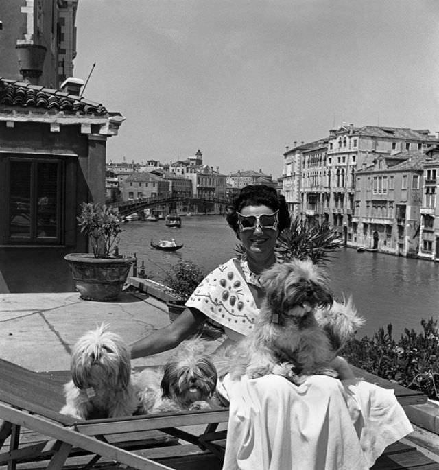 Wealthy Socialite And Patron Of The Arts, Peggy Guggenheim At Her Palace On The Grand Canal In Venice, Photo By David Seymour, 1950
