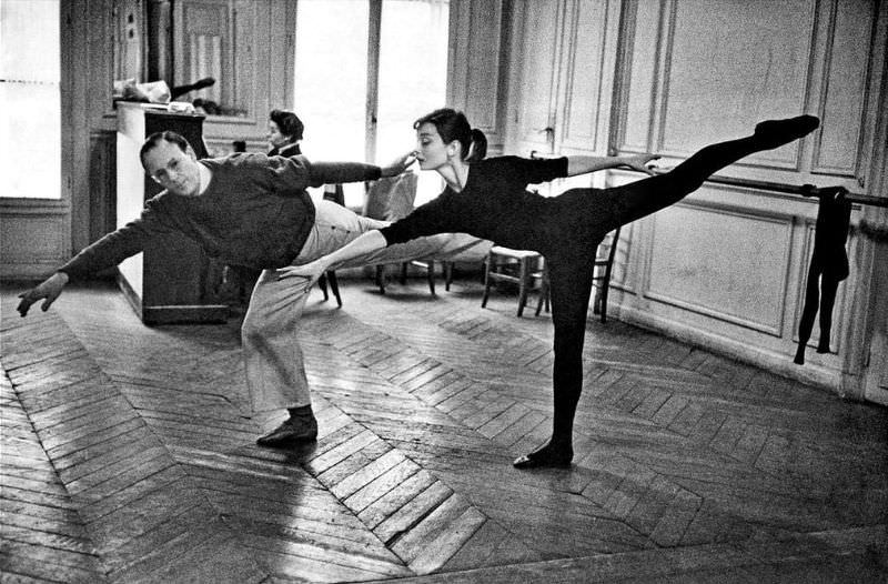 Audrey Hepburn With Dance Instructor Lucien Legrand During The Filming Of &Amp;Quot;Funny Face&Amp;Quot;, Photo By David Seymour, Paris, 1956