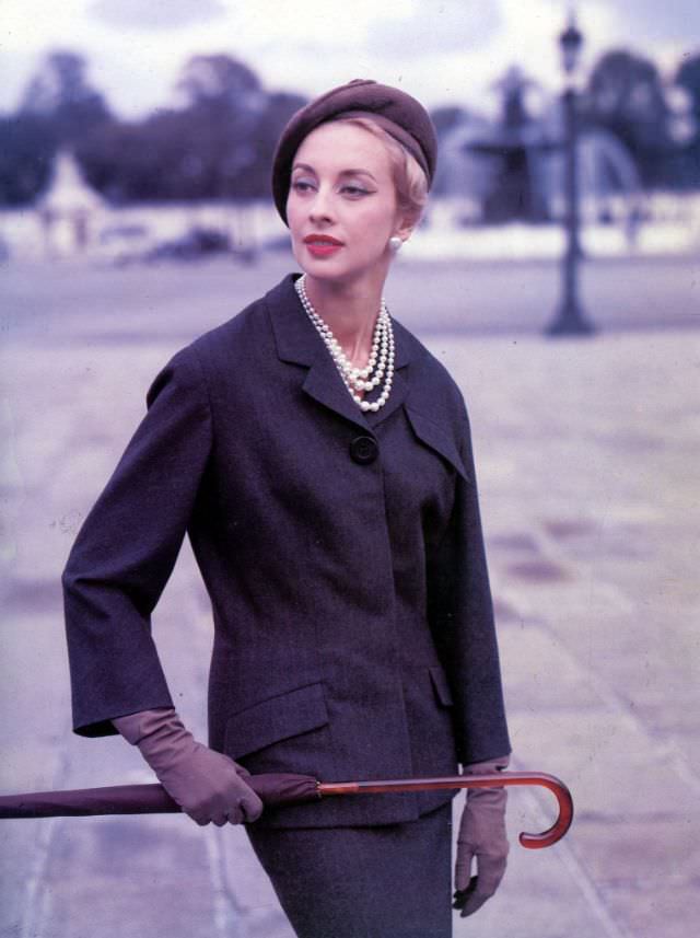 Marie-Thérèse In Balmain'S Elegantly Tailored Flannel Suit Named &Amp;Quot;Jolie Madame&Amp;Quot;, 1956.