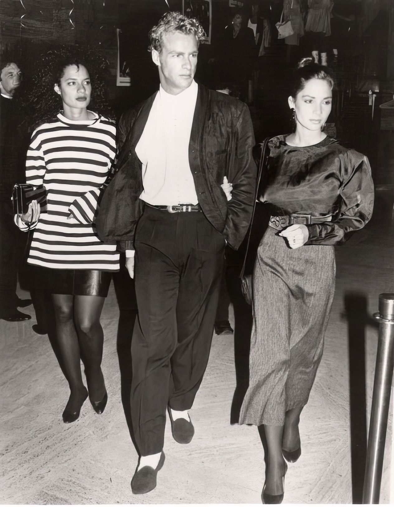 Actor And Model Steve Lyon With Two Friends Af The Stock Exchange Nightclub.