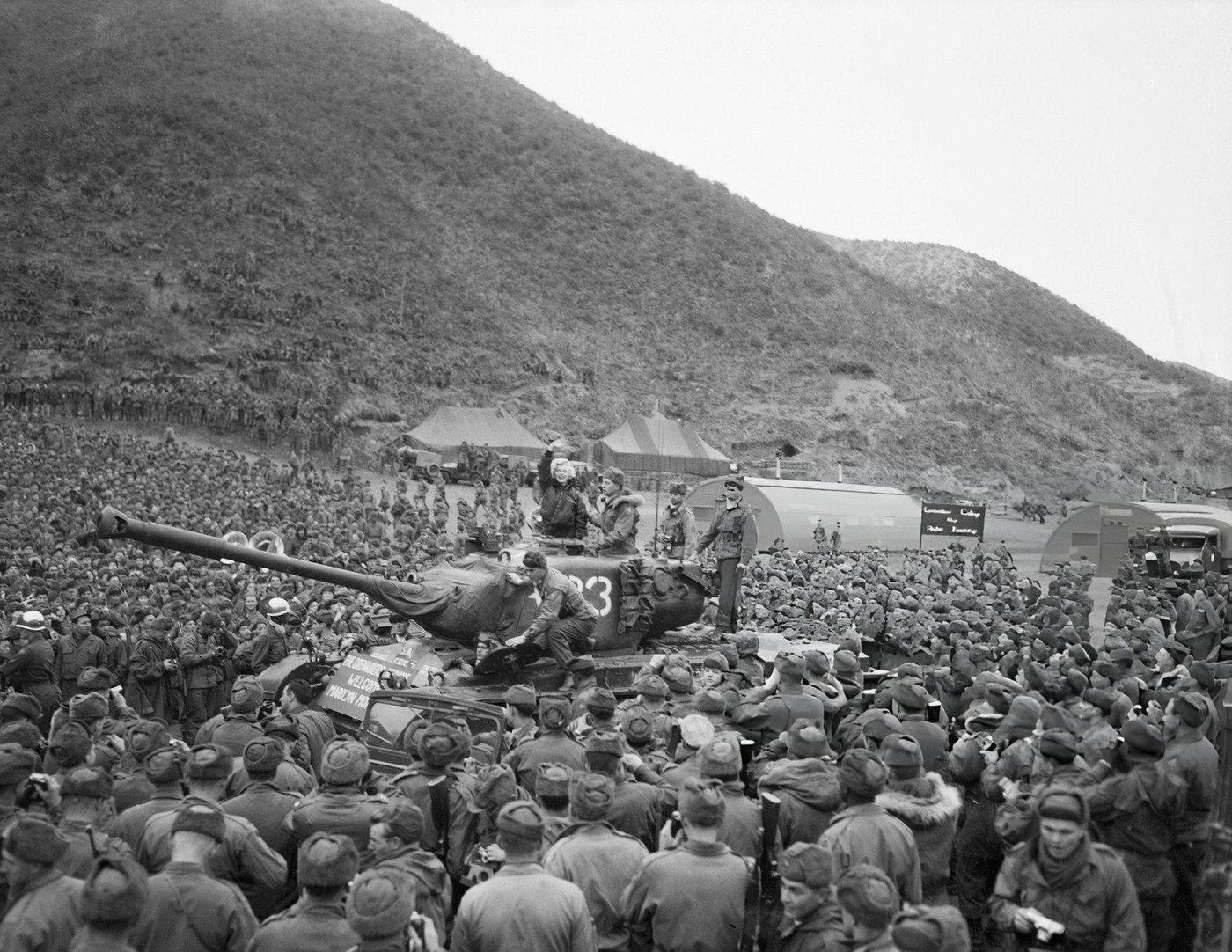 Marilyn Monroe Entertains The Troops In Korea, 1954.
