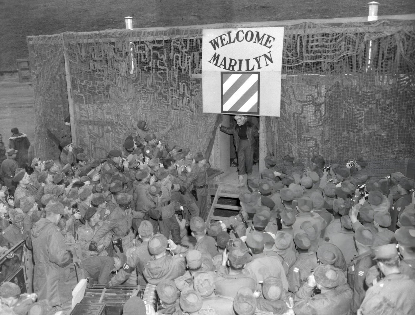 Marilyn Monroe Touring Korea With A Uso Campshow Makes An Appearance For Amateur Cameramen, 1954.
