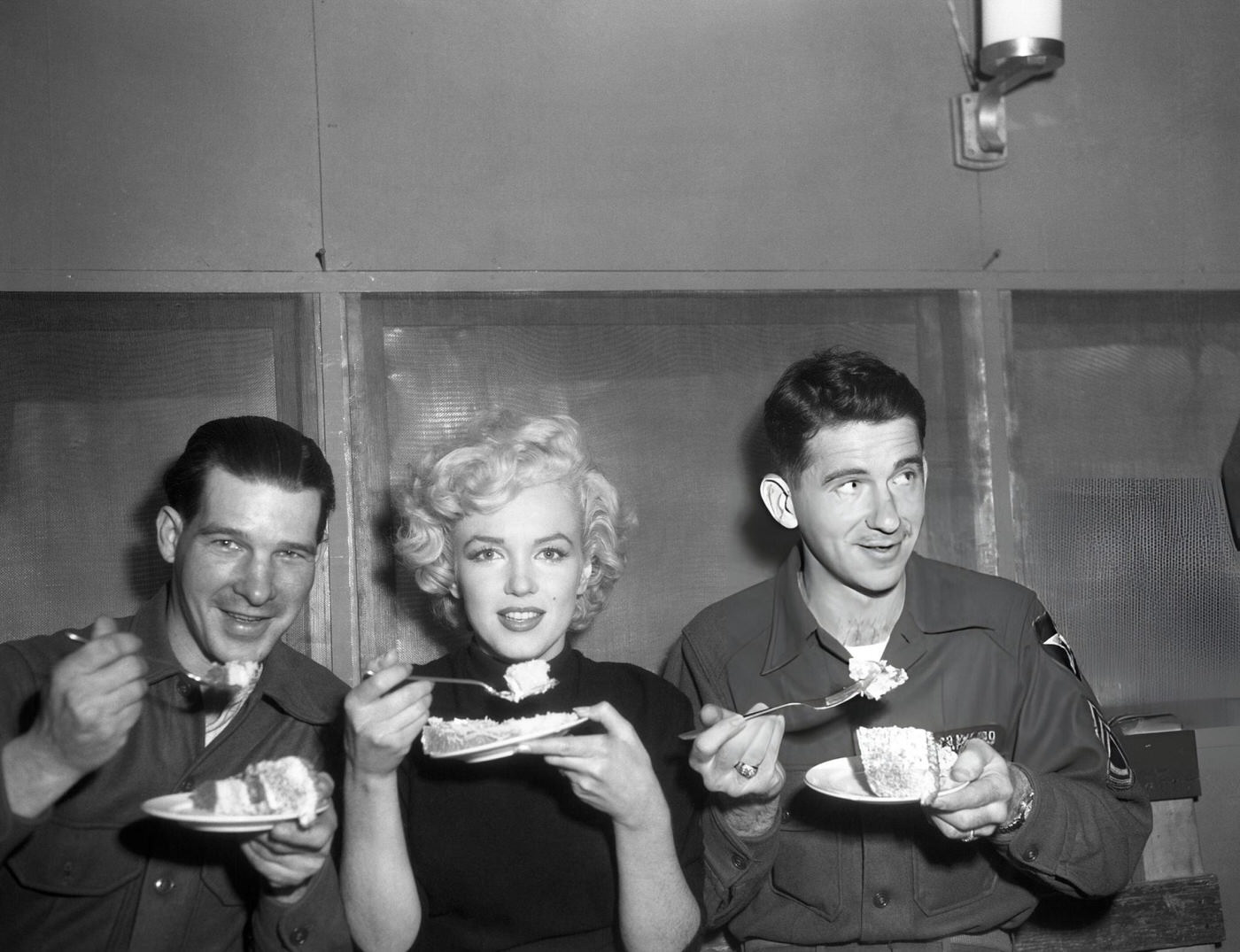 Marilyn Monroe Tries Some Cake In The Enlisted Men'S Mess Hall, 1954.