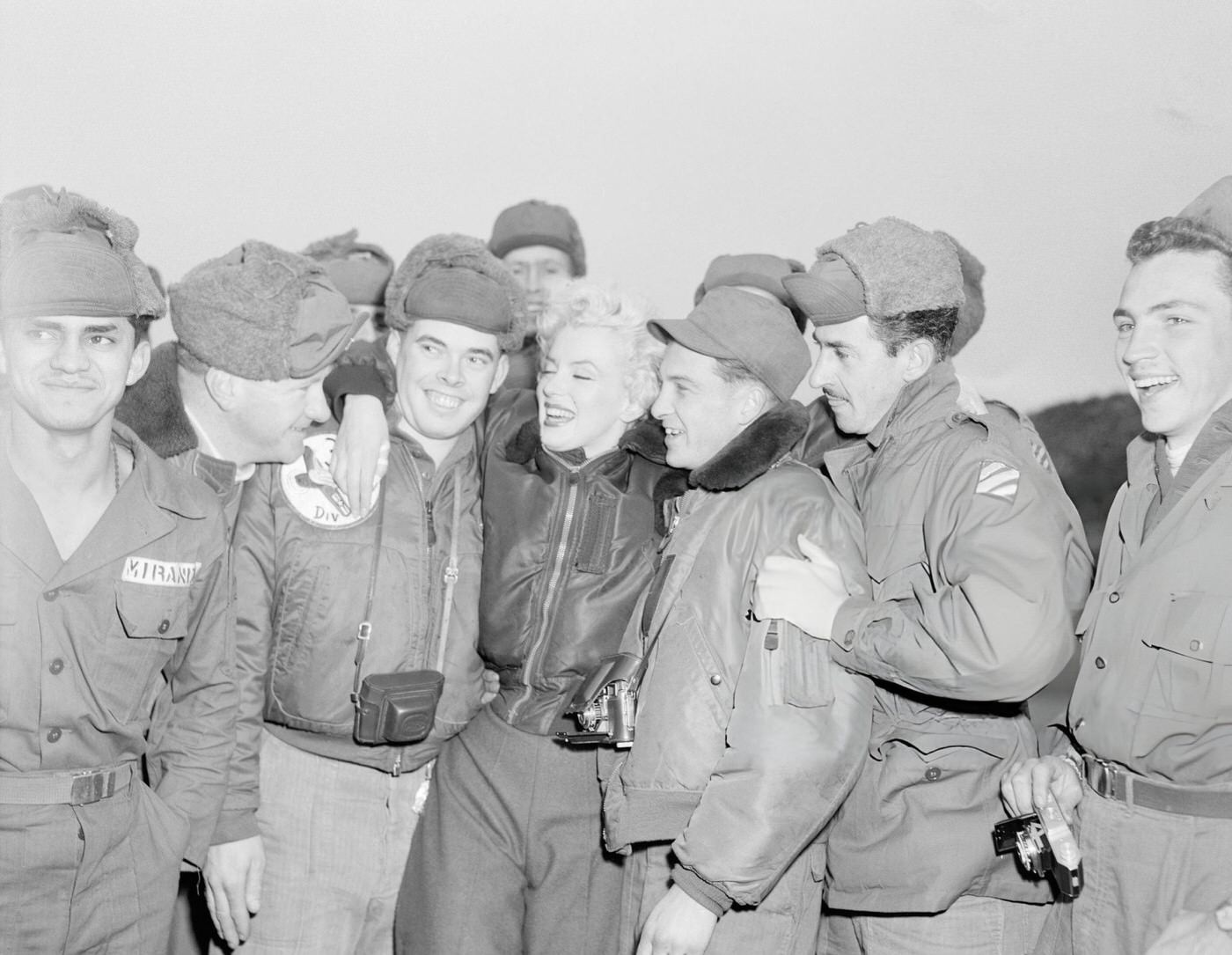 Marilyn Monroe With Soldiers In Korea, 1950S.