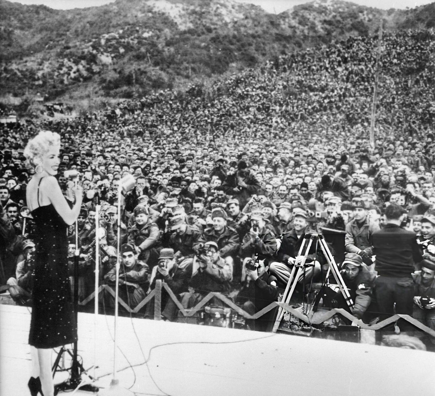 Marilyn Monroe Performing For American Marines In Korea, 1950S.