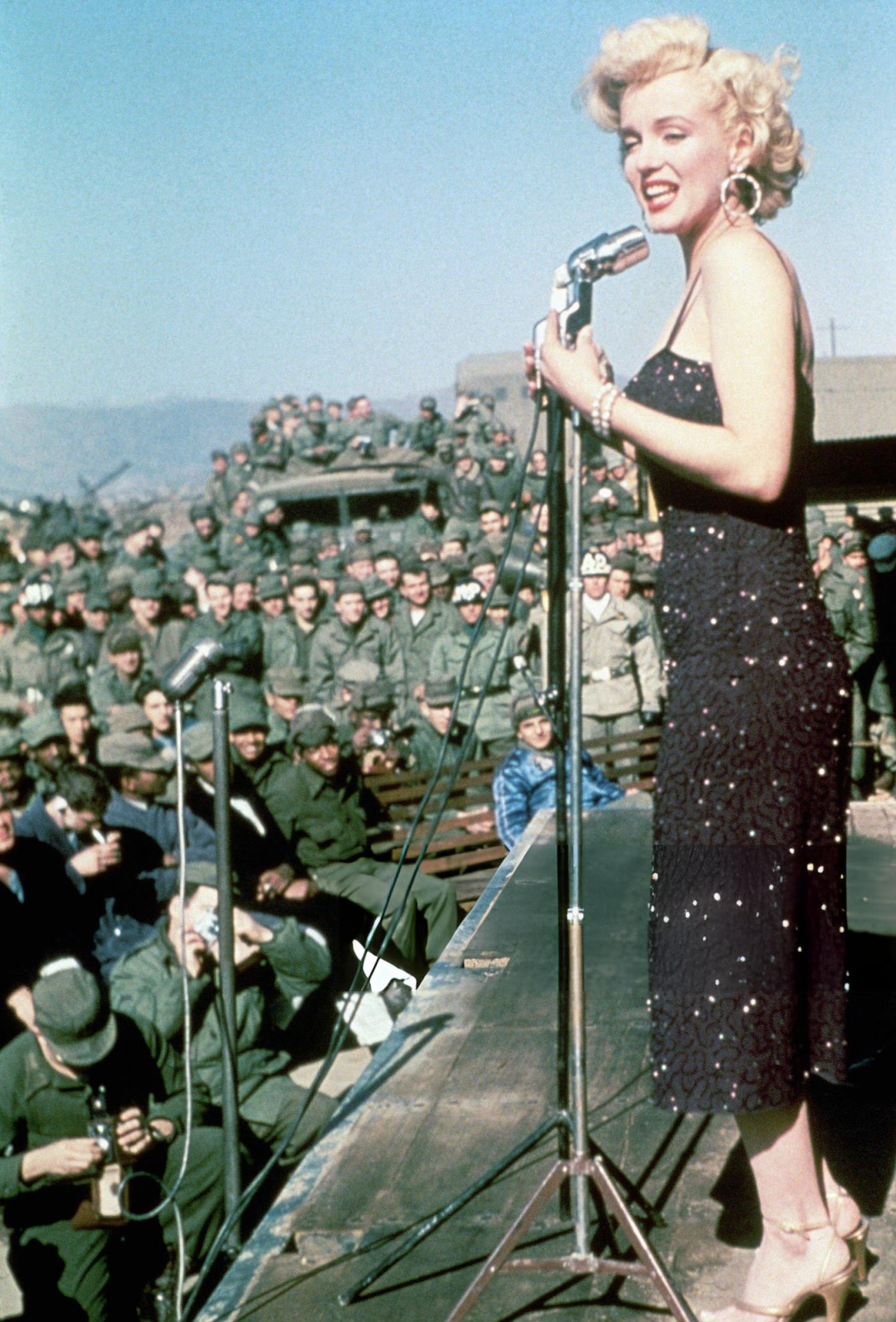 Marilyn Monroe Entertaining American Troops In Korea, 1954.
