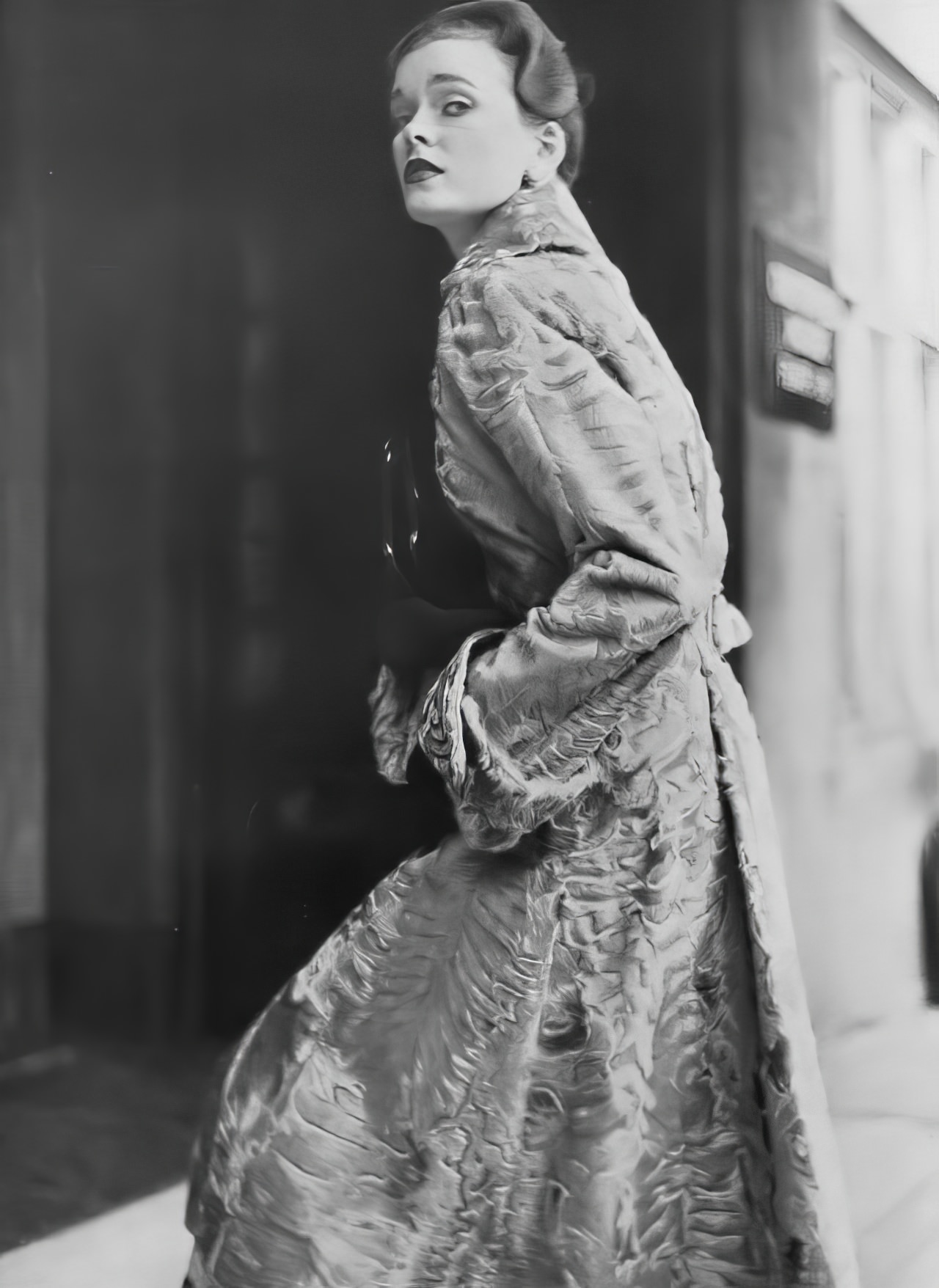 Susan Abraham In A Fitted Coat, 1952.