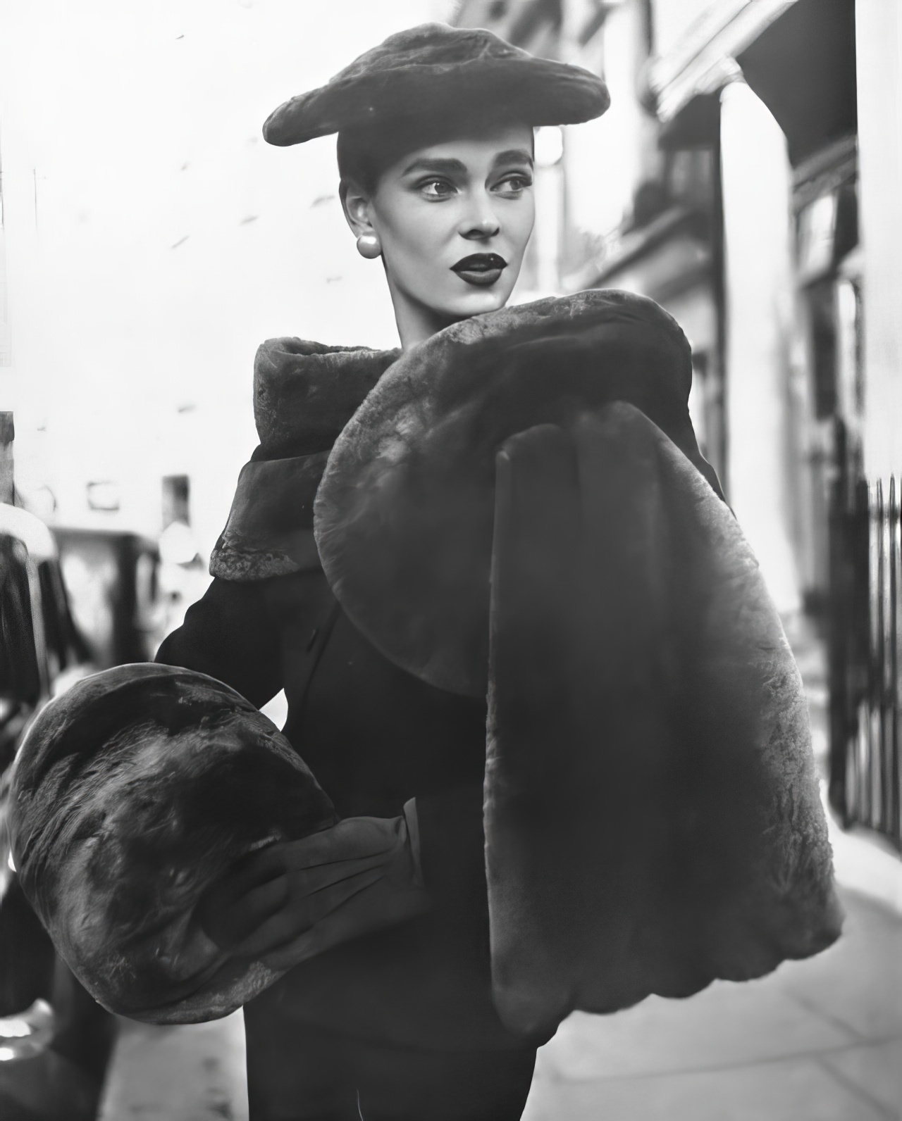 Susan Abraham Wearing Accessories All In Beaver, 1953.