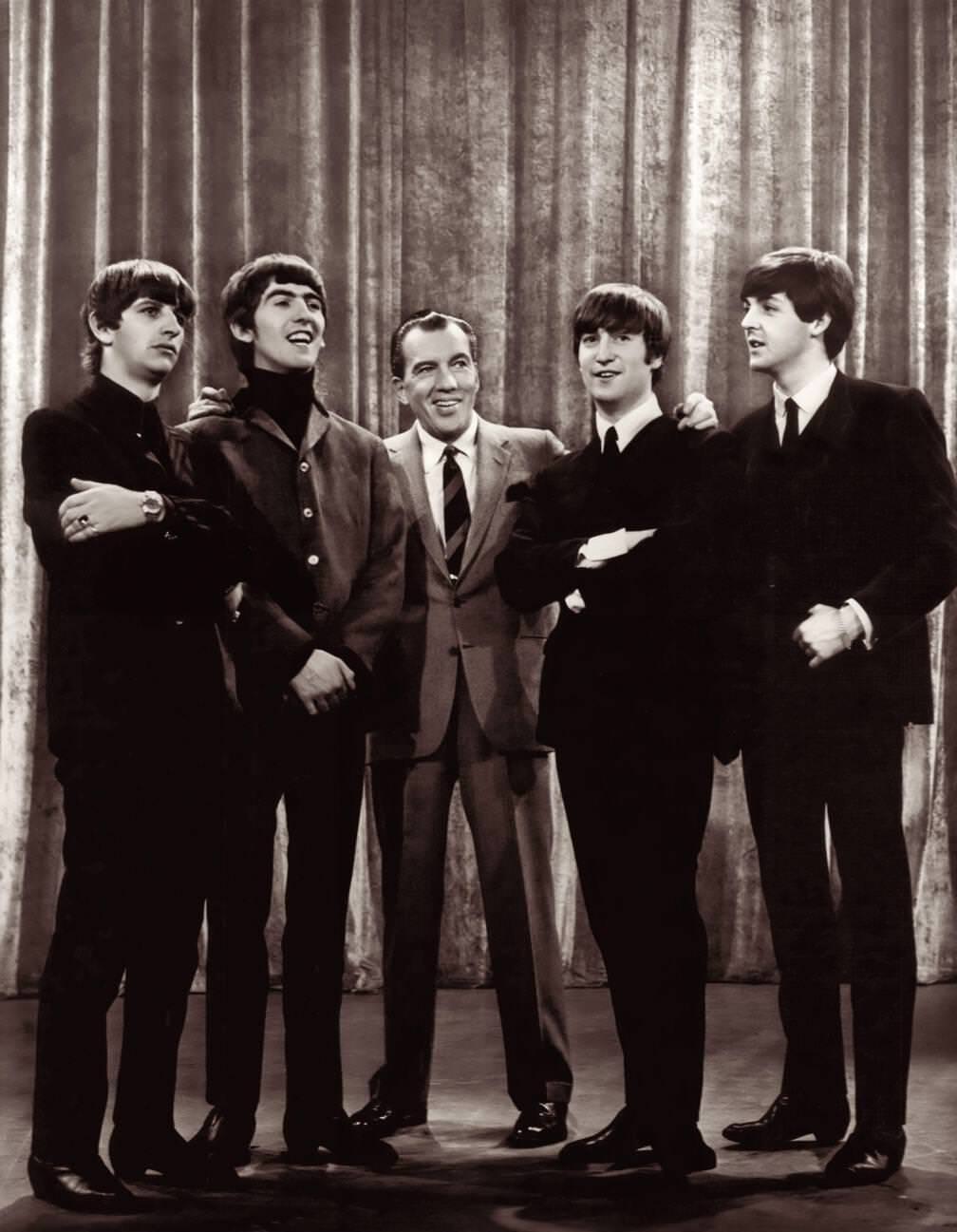 The Beatles Appearing With Ed Sullivan In The United States On The Ed Sullivan Show, 1964.