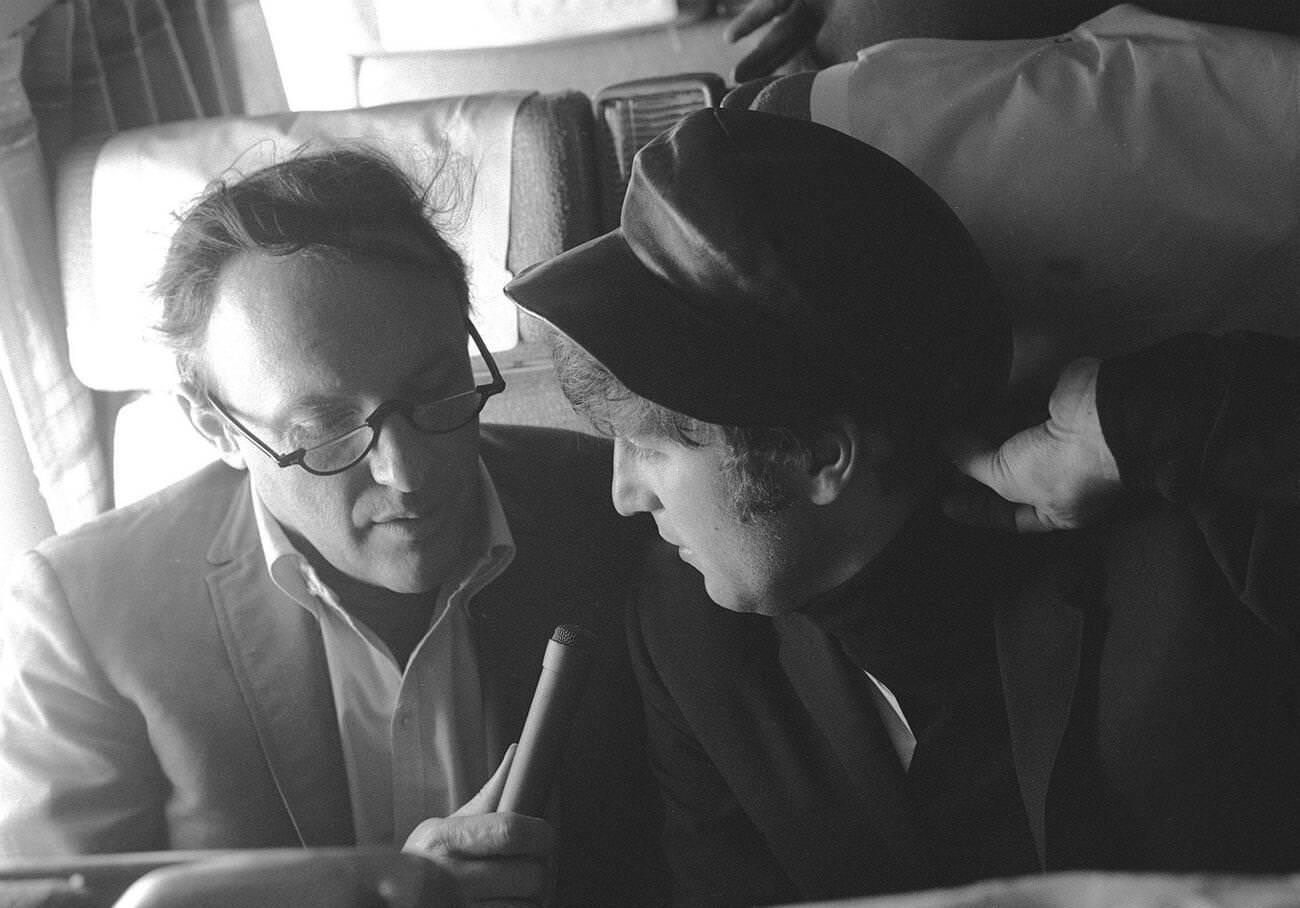 John Lennon On A Train During An Interview In America, 1964.