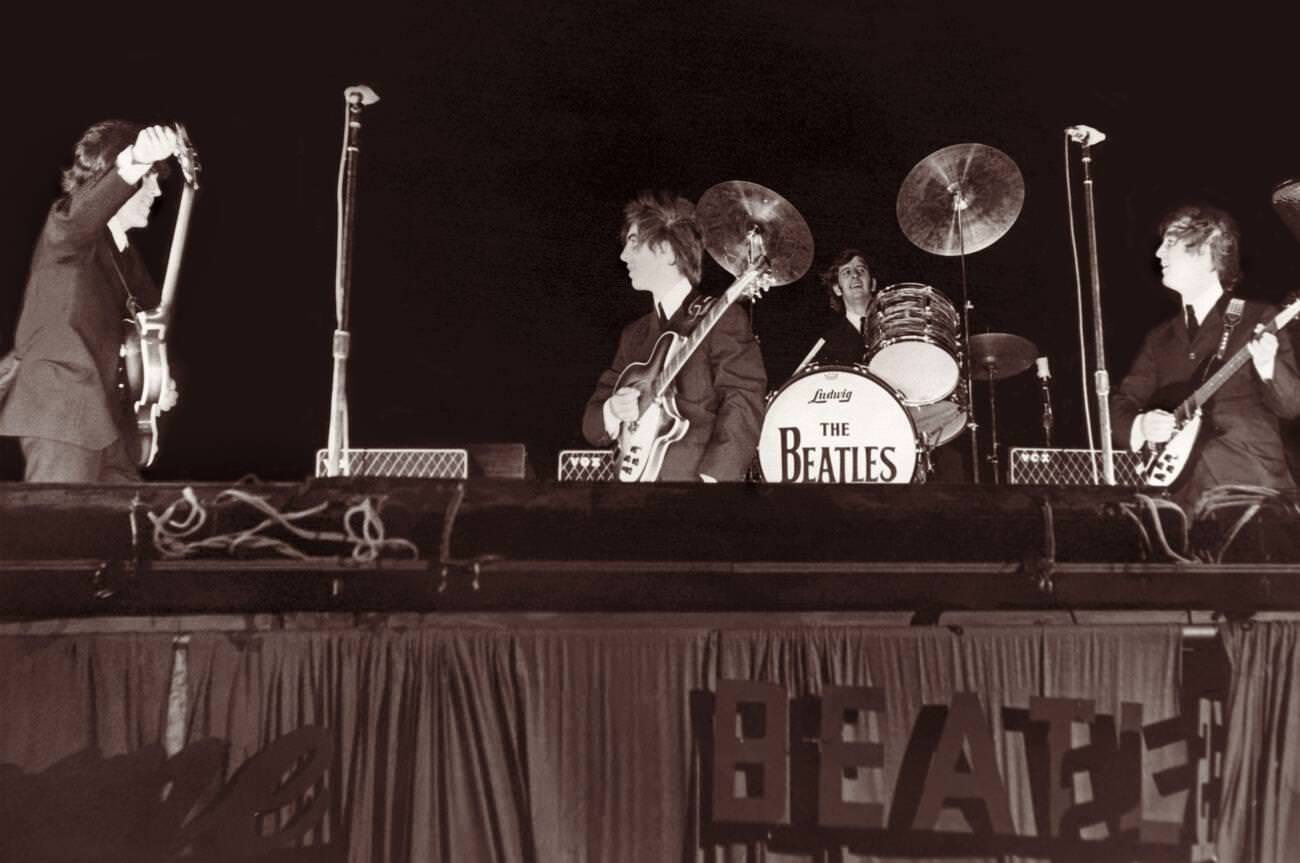 The Beatles On Stage At The Gator Bowl In Jacksonville, Florida, 1964.