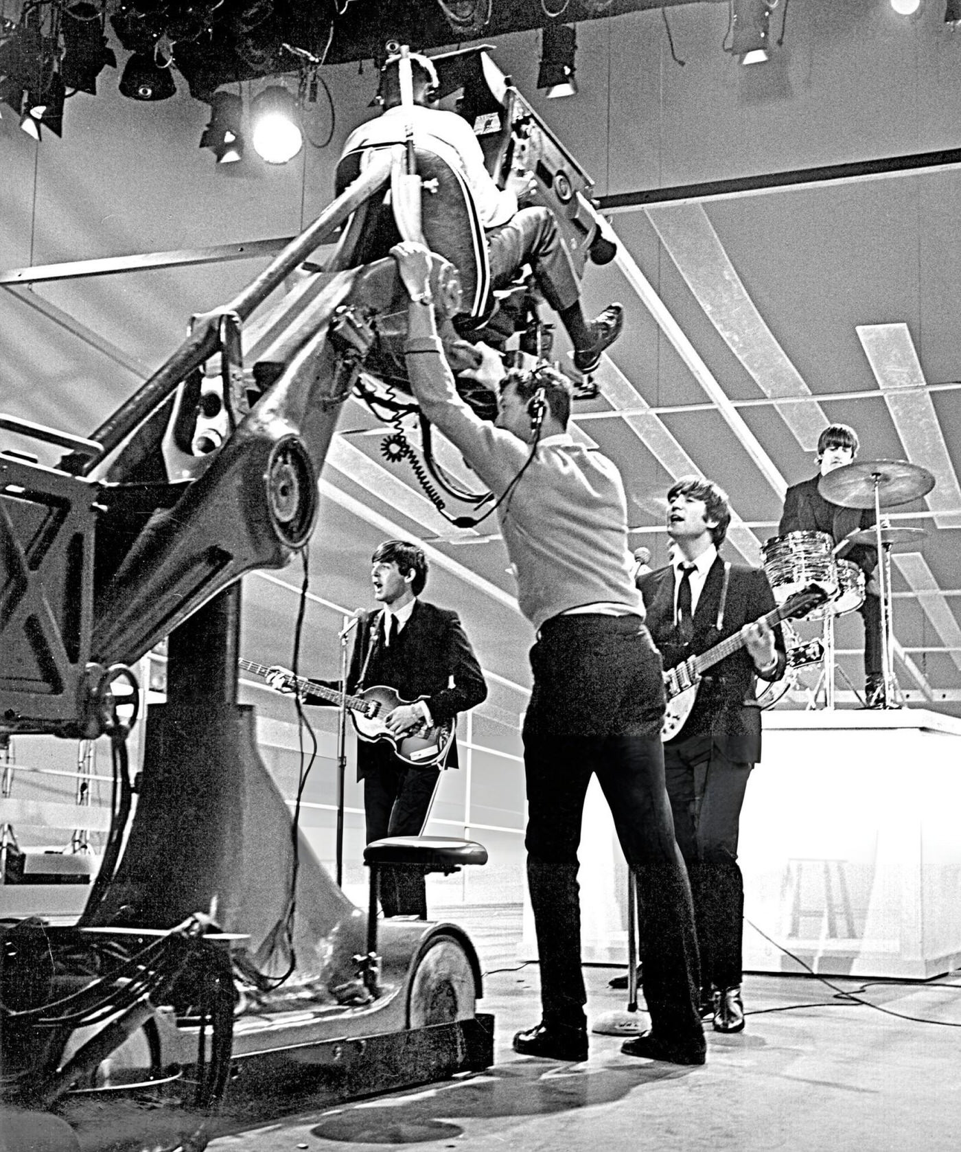 Bassist Paul Mccartney, Guitarist John Lennon, And Drummer Ringo Starr Of The Rock And Roll Band &Amp;Quot;The Beatles&Amp;Quot; Prepare For Their Performance On &Amp;Quot;The Ed Sullivan Show&Amp;Quot;, 1964.