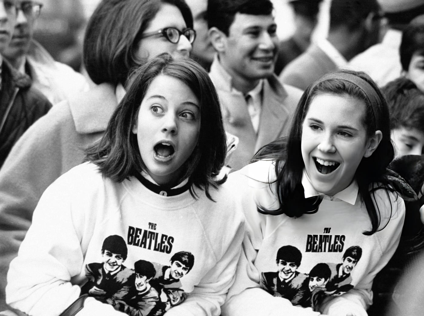 Fans Of The Beatles Wearing Sweatshirts With Their Image In The United States, 1964.