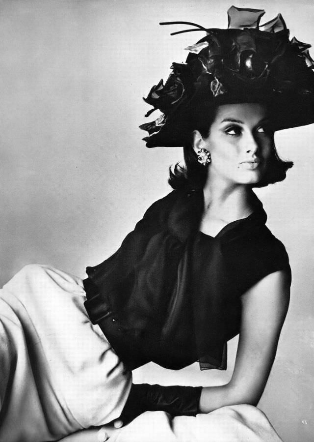 Veronica Hamel In A Suit Of Pale Ivory Silk Crepe, 1964.