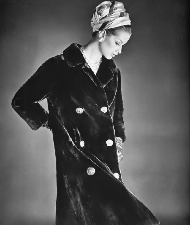 Veronica Hamel In An Alaska Fur Seal Coat By Grosvenor, 1964.