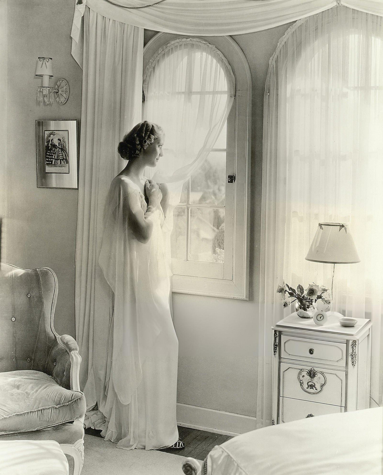Anita Louise, The Young Warner Bros. Star, Photographed In The Bedroom Of Her Home In Hollywood, Circa 1930S.