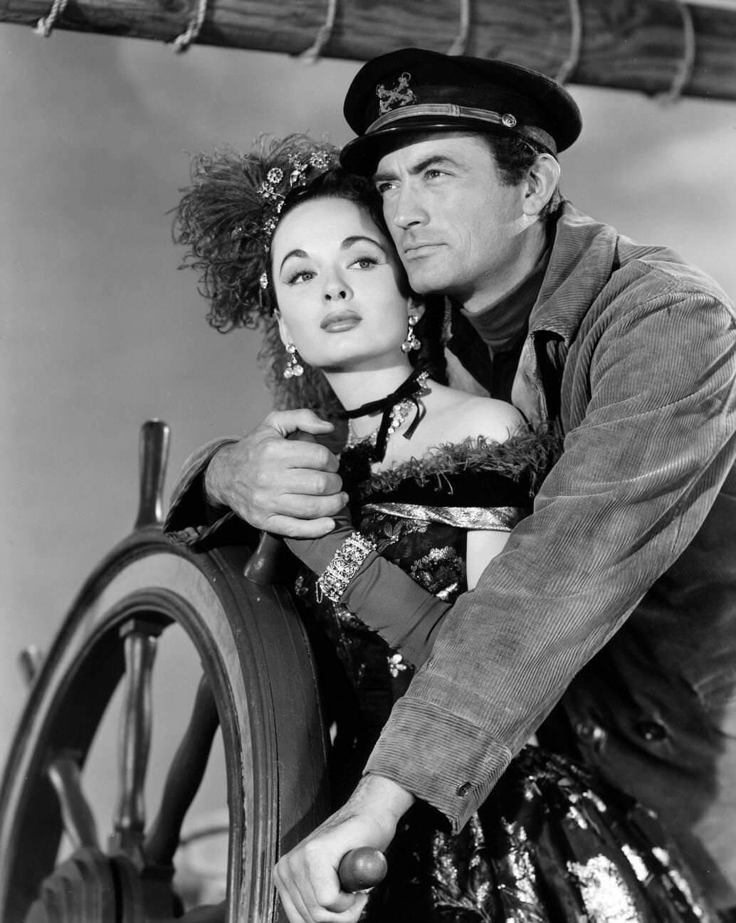 Ann Blyth And Gregory Peck In &Amp;Quot;The World In His Arms&Amp;Quot;, 1952.