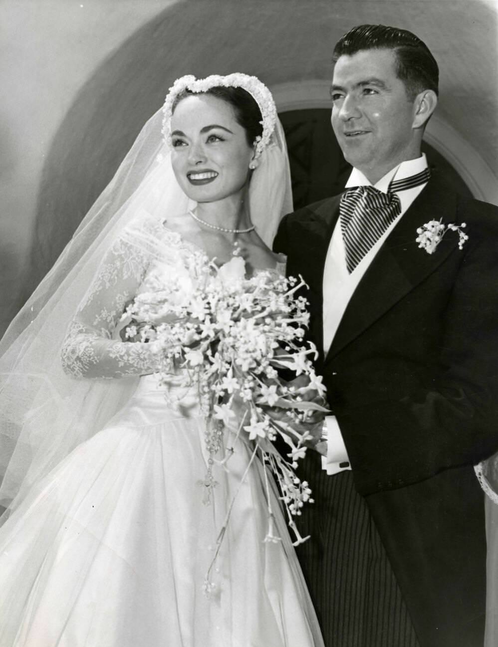 Ann Blyth And Her Husband, James Mcnulty At Their Wedding In Hollywood, California.