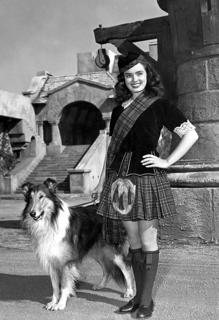 Ann Blyth With A Dog, 1950.