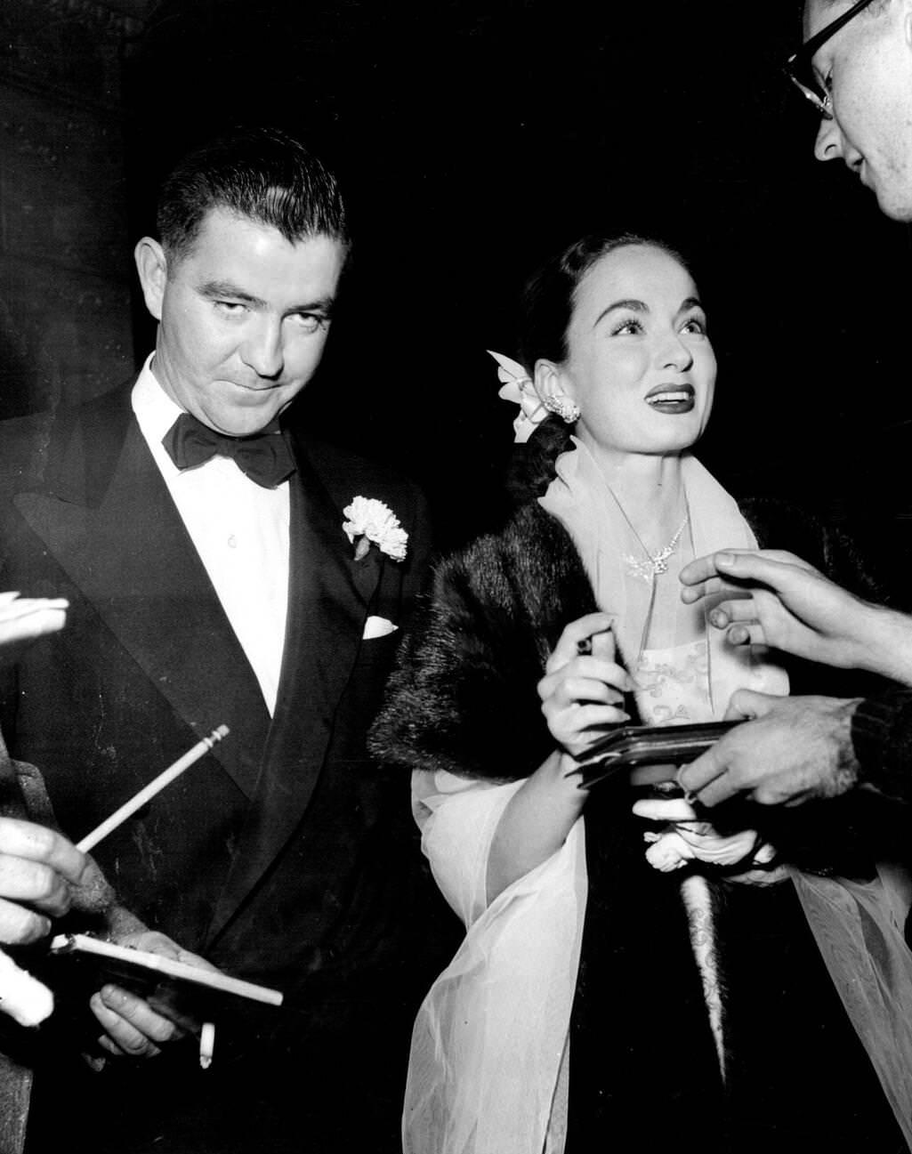 Ann Blyth Attends A Premiere With Her Fiance, Dr. James Mcnulty, 1953.