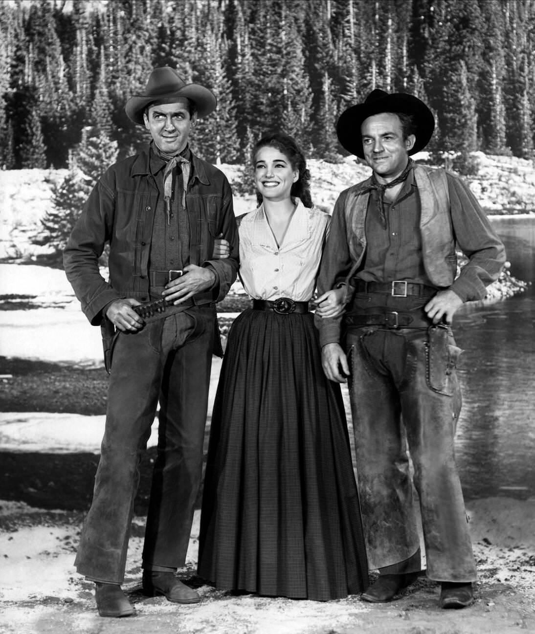 James Stewart, Julie Adams, And Arthur Kennedy In 'Bend Of The River', 1952.
