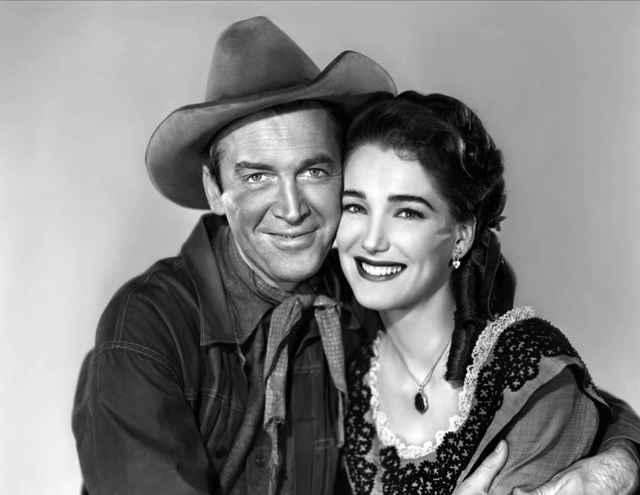 James Stewart And Julie Adams In 'Bend Of The River', 1952.
