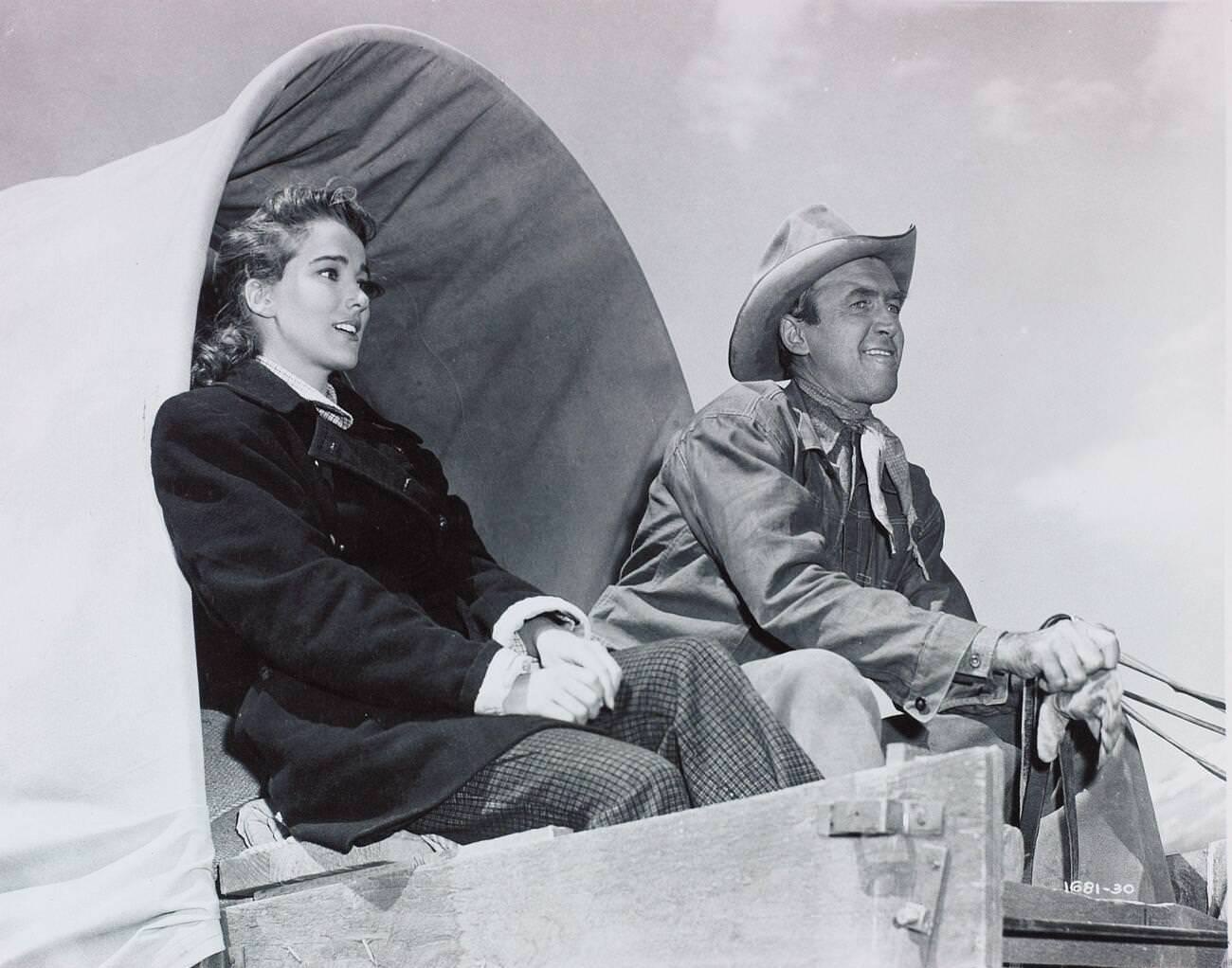 James Stewart And Julie Adams In 'Bend Of The River', 1952.