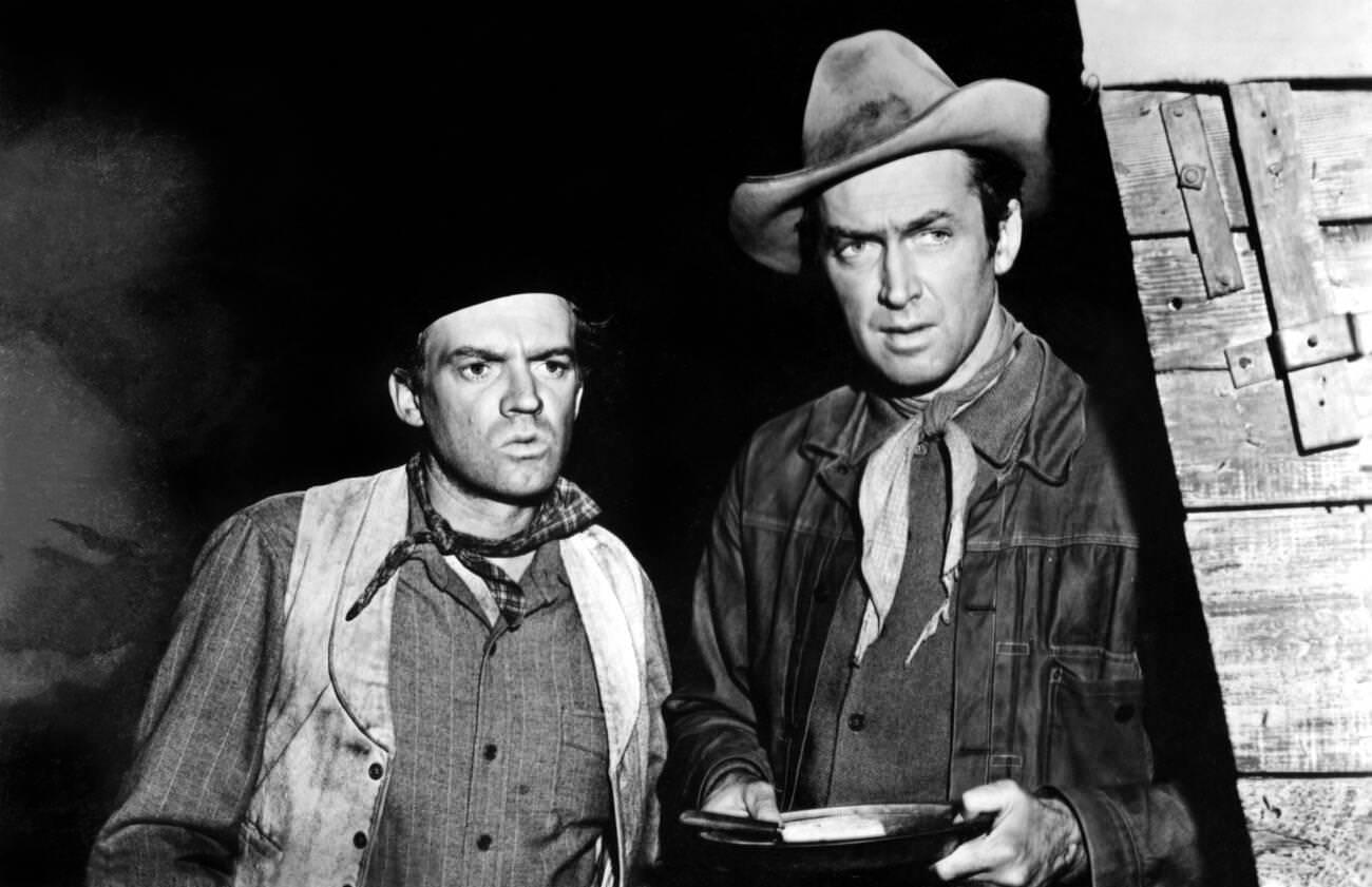 Arthur Kennedy And James Stewart In 'Bend Of The River', 1952.