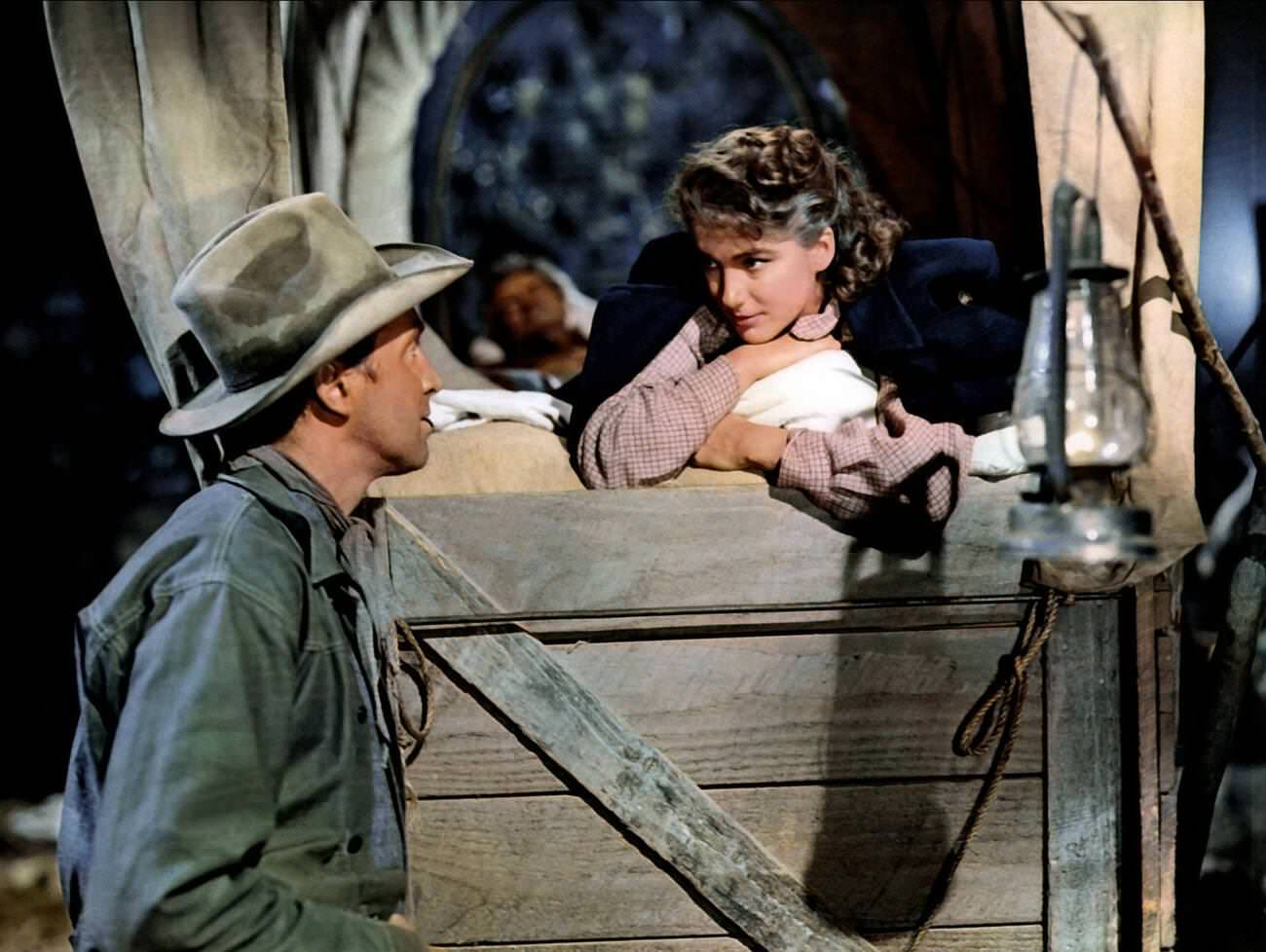 James Stewart And Julie Adams In 'Bend Of The River', 1952.