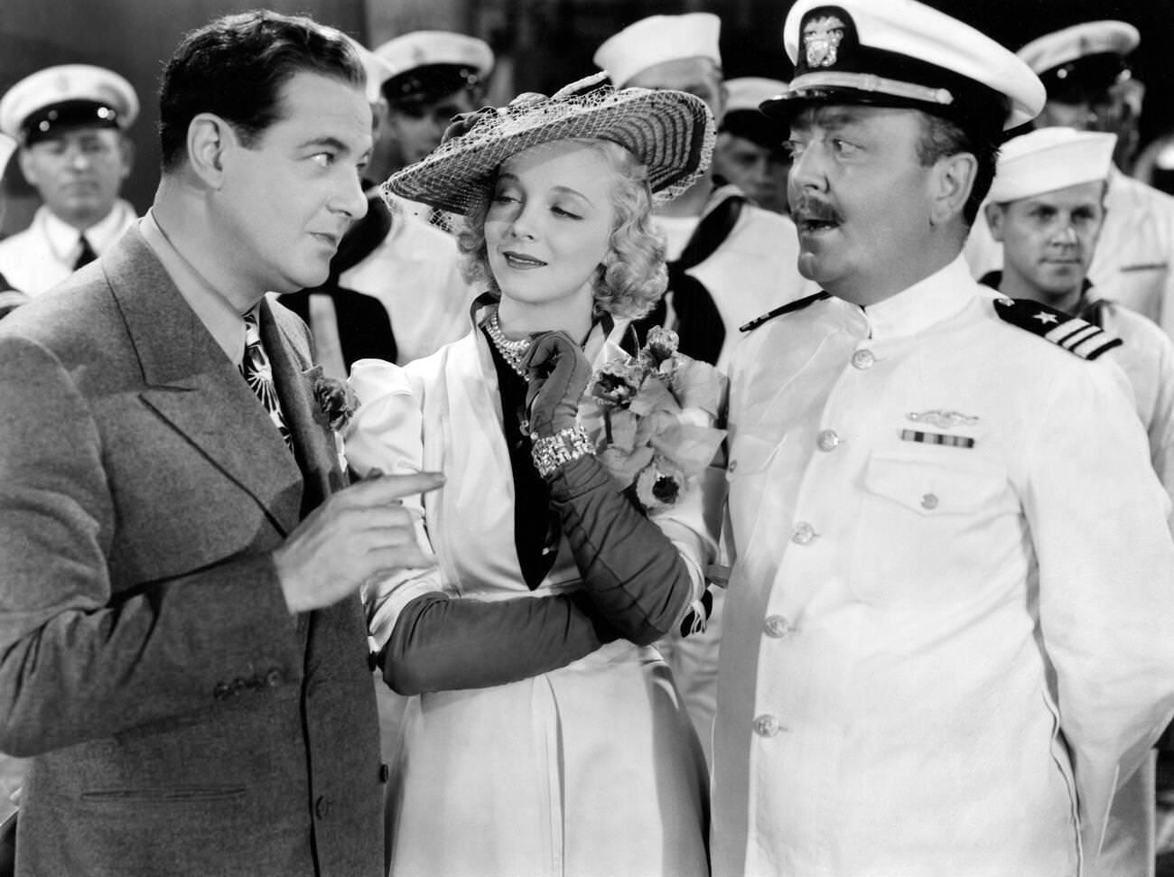 Alan Dinehart, Virginia Bruce, And Raymond Walburn (Right), On The Set Of ‘Born To Dance’, 1936.