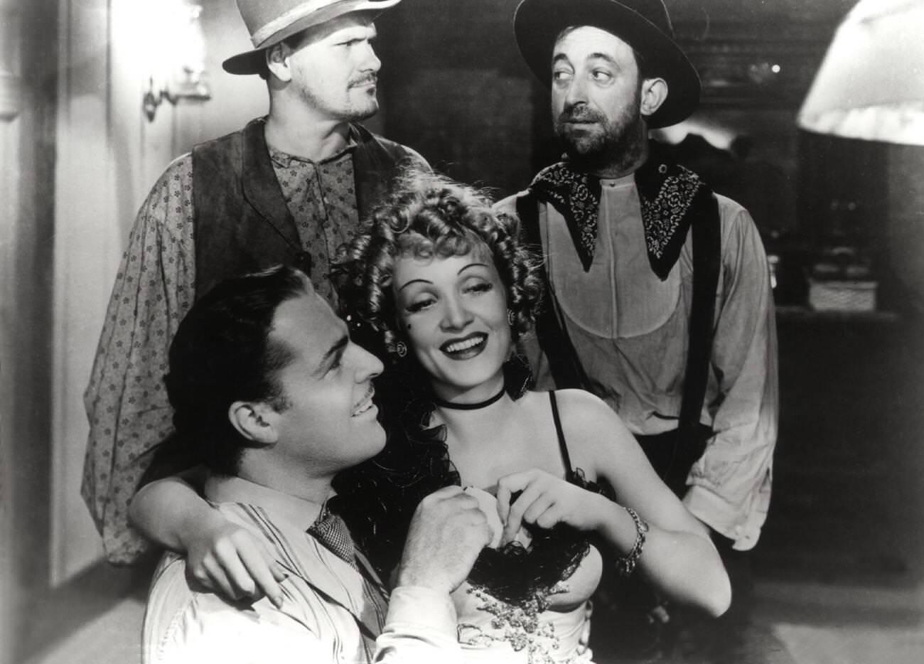 Marlene Dietrich And James Stewart In ‘Destry Rides Again’, 1939.