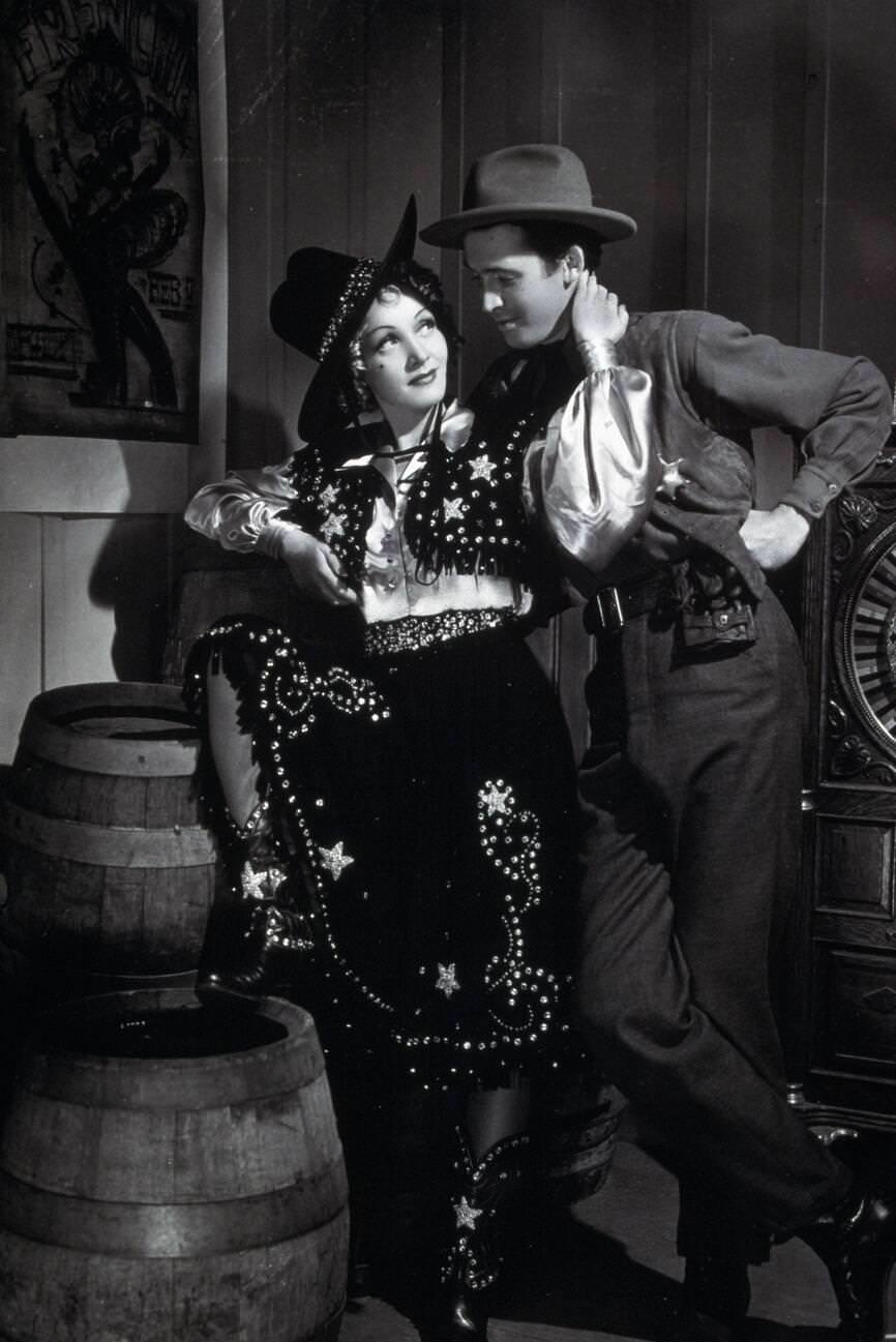 Marlene Dietrich And George Marshall In ‘Destry Rides Again’, 1939.