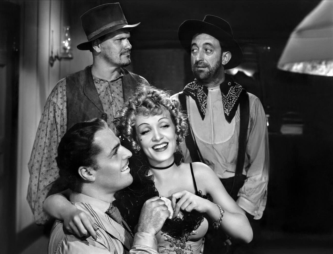 Brian Donlevy And Marlene Dietrich In ‘Destry Rides Again’, 1939.