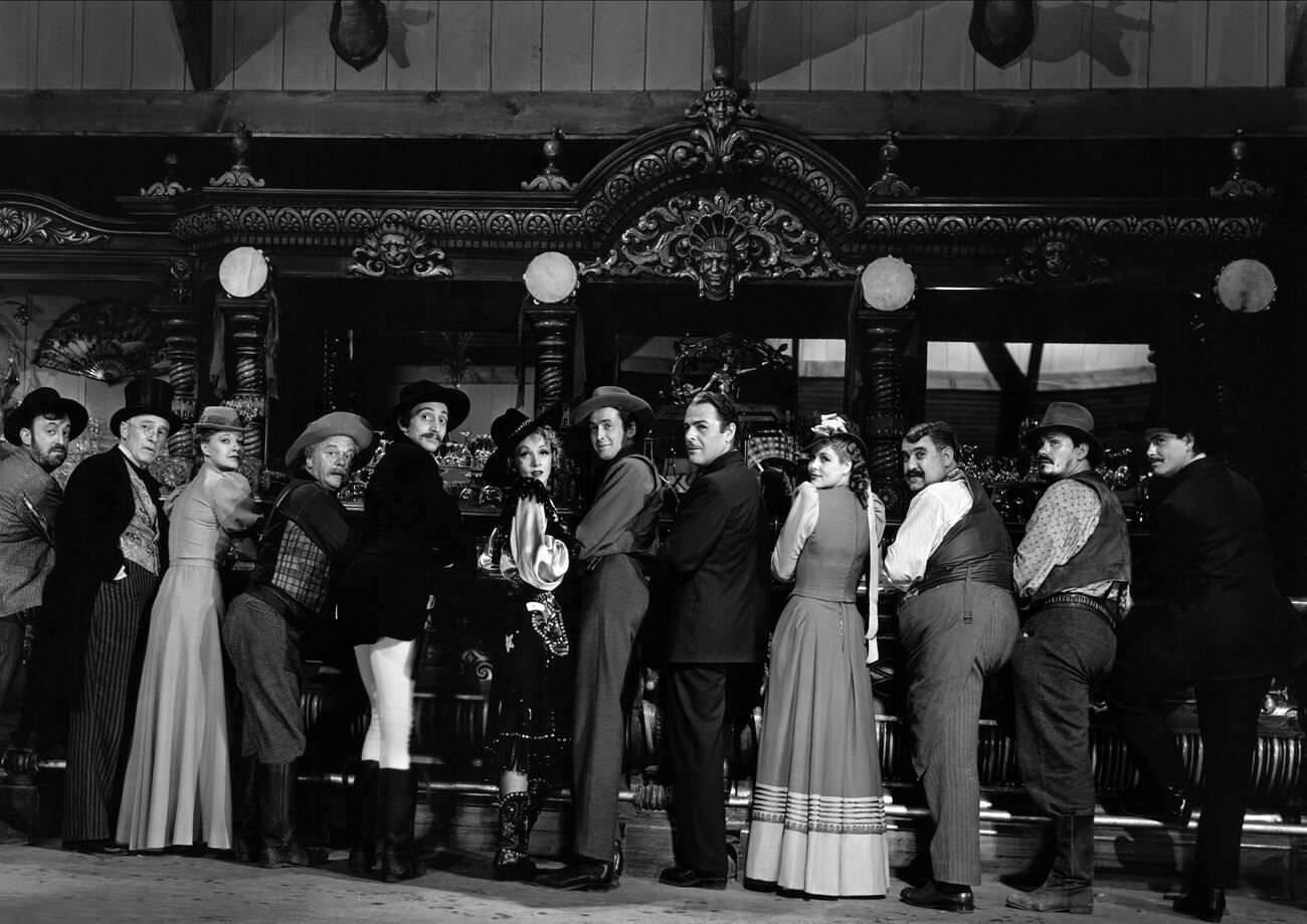 Mischa Auer, Marlene Dietrich, James Stewart, And Brian Donlevy In ‘Destry Rides Again’, 1939.
