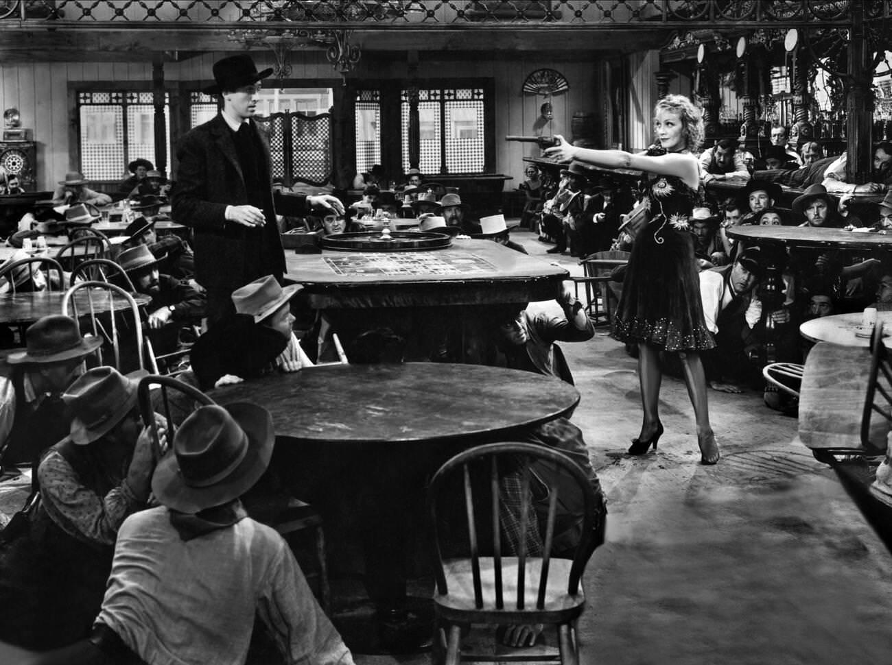 James Stewart And Marlene Dietrich In ‘Destry Rides Again’, 1939.