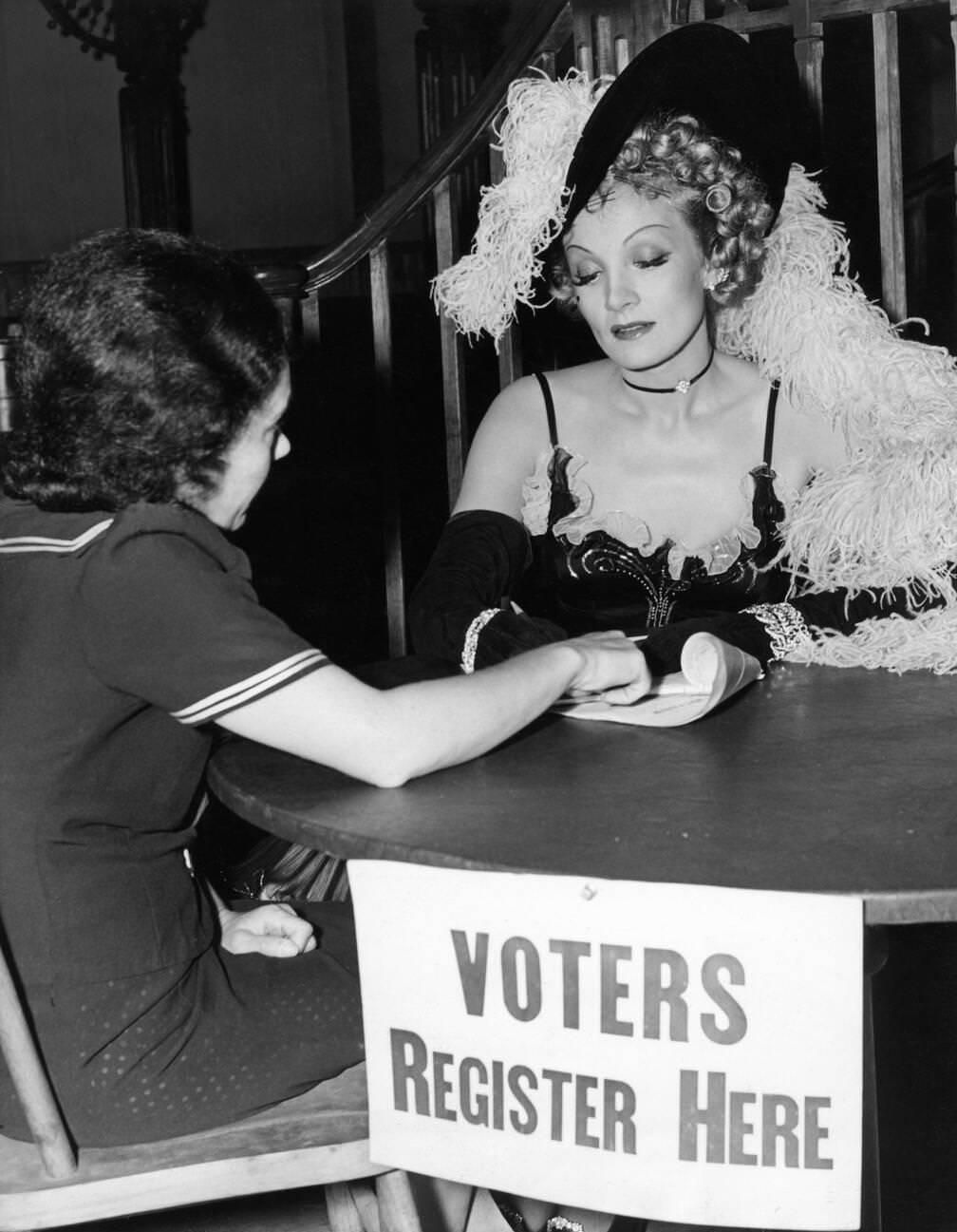 Marlene Dietrich On The Set Of ‘Destry Rides Again’, 1939.
